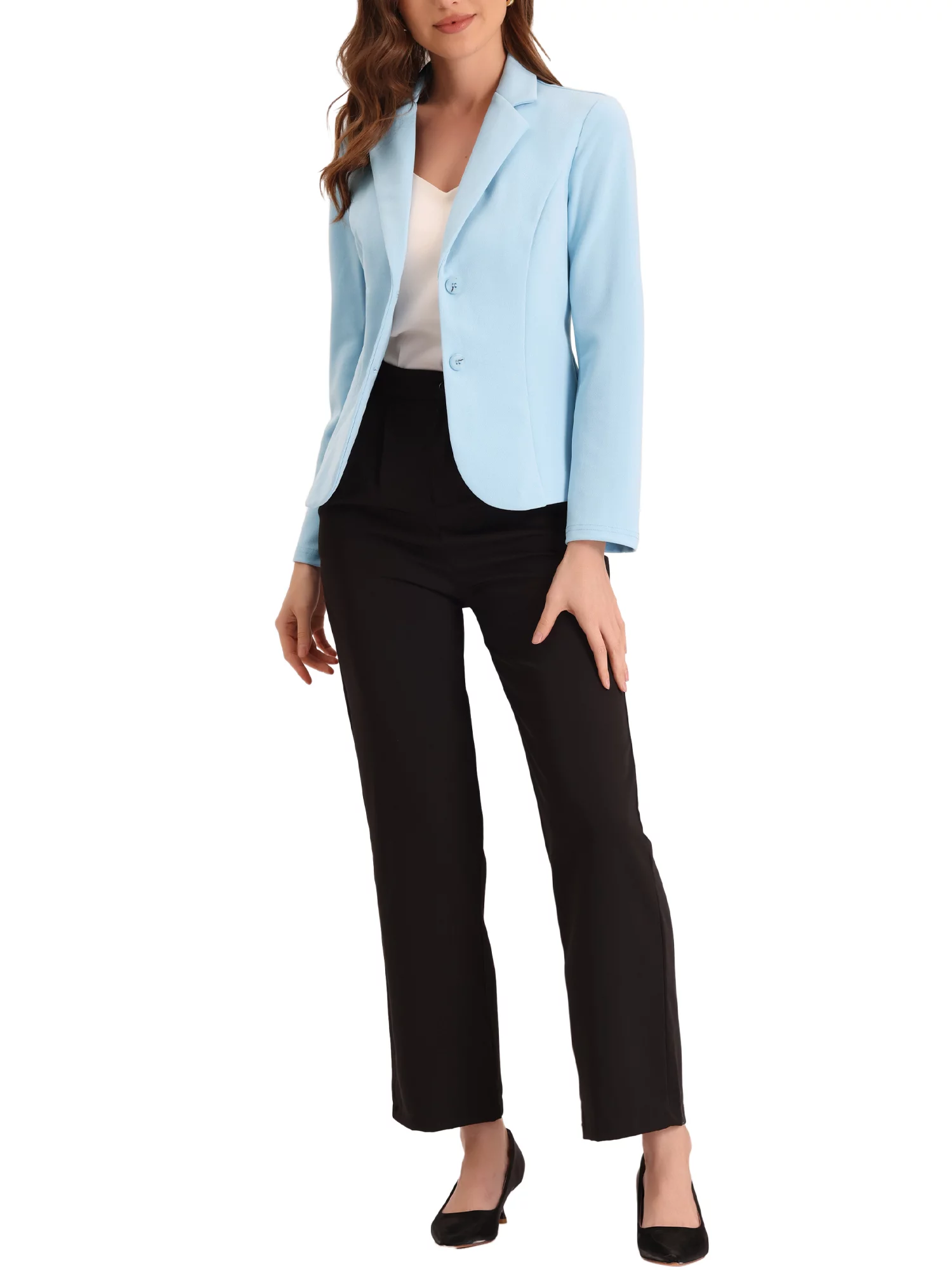 Allegra K Women's Work Lapel Collar Stretchy Jacket Suit Blazer