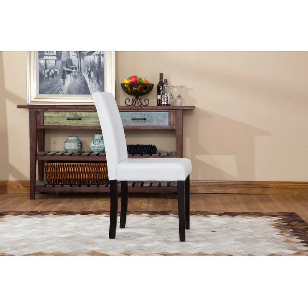 Urban Style Solid Wood Leatherette Padded Parson Chair, White, Set of 2