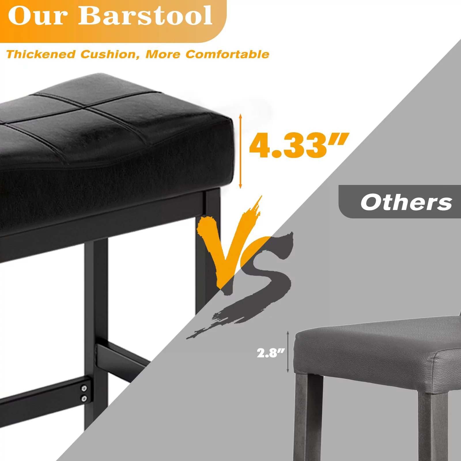 Relefree Bar Stools Set of 2, Counter Height Backless Saddle Stool, Bar Chairs Kitchen Stools with Footrest, Black