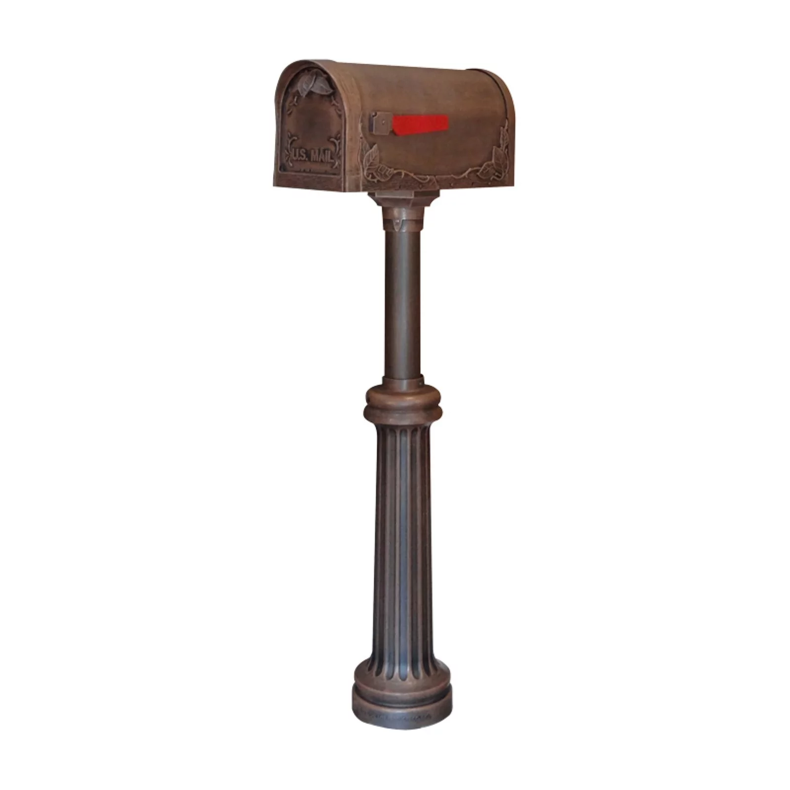 Floral Curbside Mailbox with Bradford Surface Mount Mailbox Post - Swedish Silver