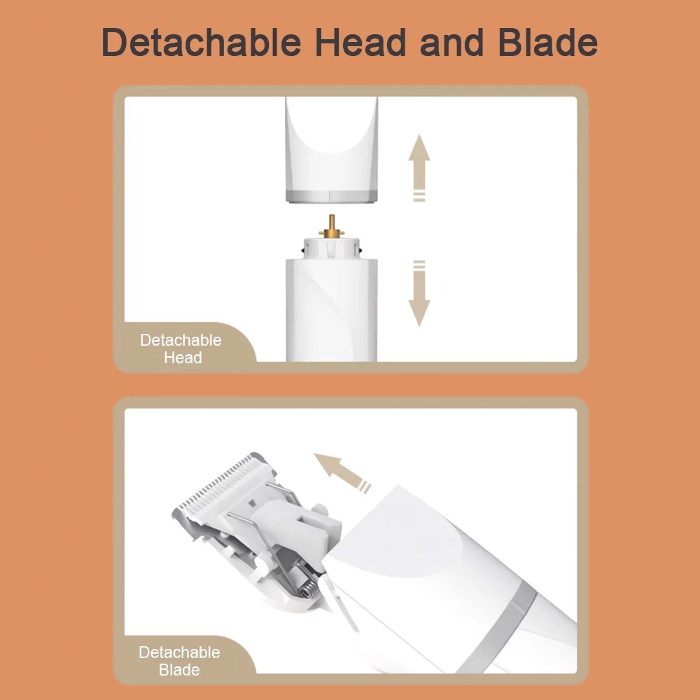 Walmeck Trimmer,Heads 4 Combs Built-in Battery 4 Combs Small Medium 4 Heads 4 Shaver Clippers Low Noise 4-in-1 Clippers Pet Tools Built-in Tools Built-in Battery Noise Pet Tools Clippers Nail Low