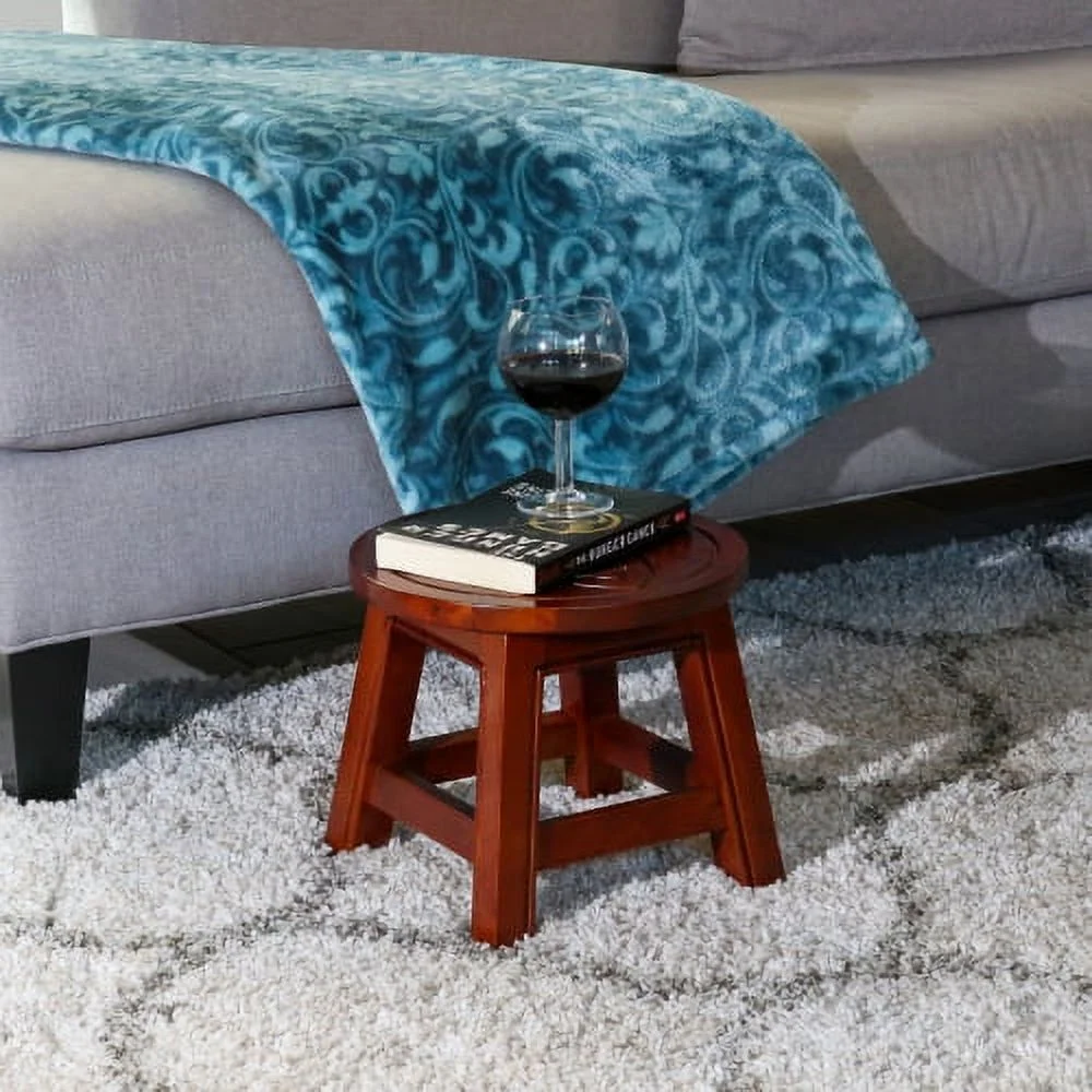 JHOOTUUO Carved Wooden Step Stool  Butterflies  Espresso