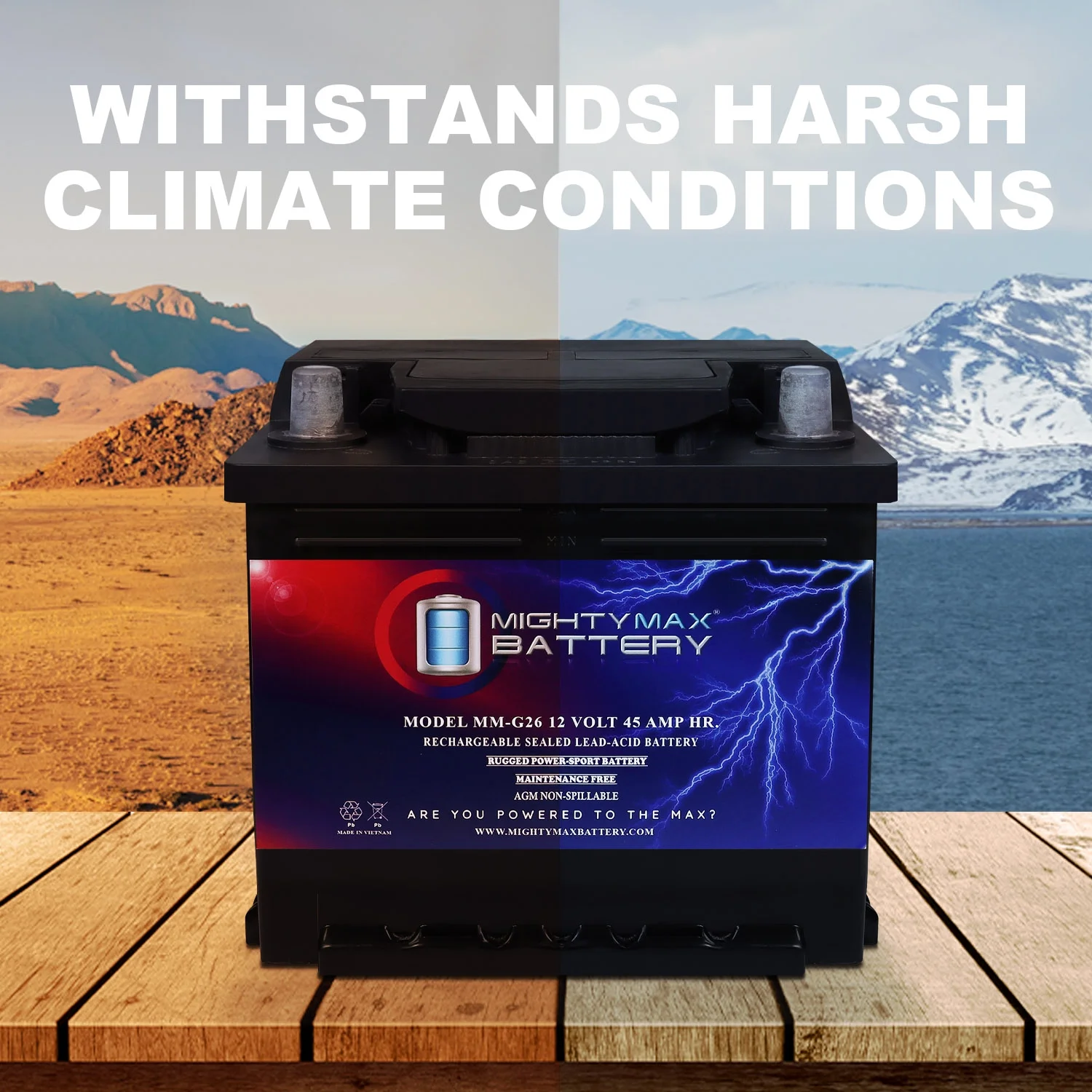 MM-G26 Group 26 12V 45AH 80RC 540CCA Replacement Battery Compatible with 26RS ACDelco