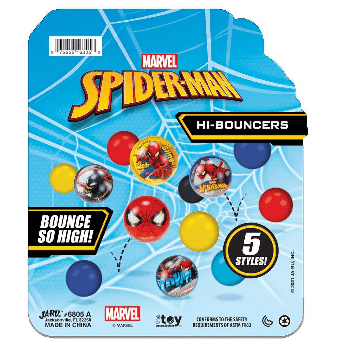 JA-RU Marvel Spiderman Bouncy Balls Superballs Super Hi Bounce 1.2
