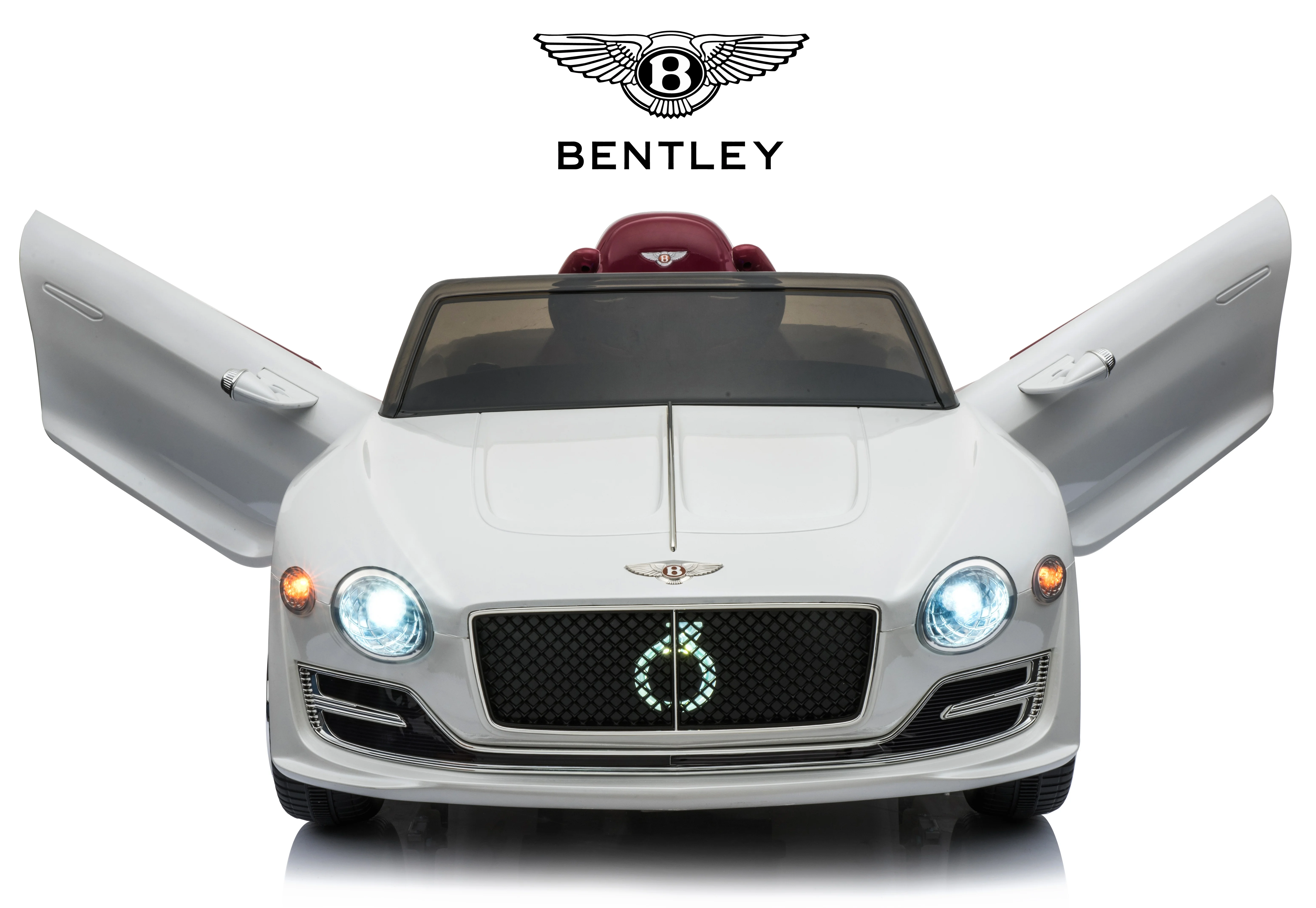 Rock Wheels Licensed Bentley EXP12 Kids Ride on Toy Car, 12V Battery Powered Children Electric 4 Wheels w/ Parent Remote Control, Foot Pedal, 2 Speeds, Music, Aux, LED Headlights (White)