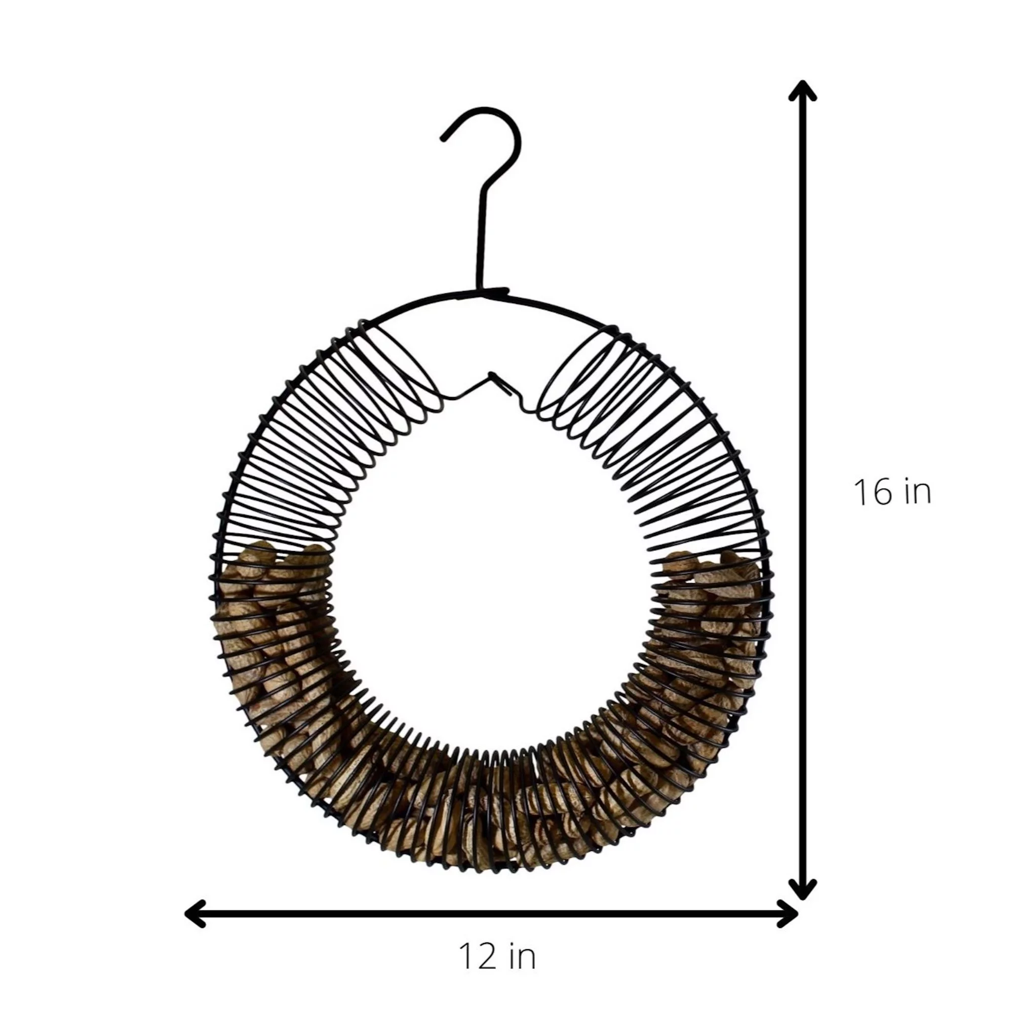 Songbird Essentials Bird Feeder Squirrel Feeder Whole Peanuts Wreath Black