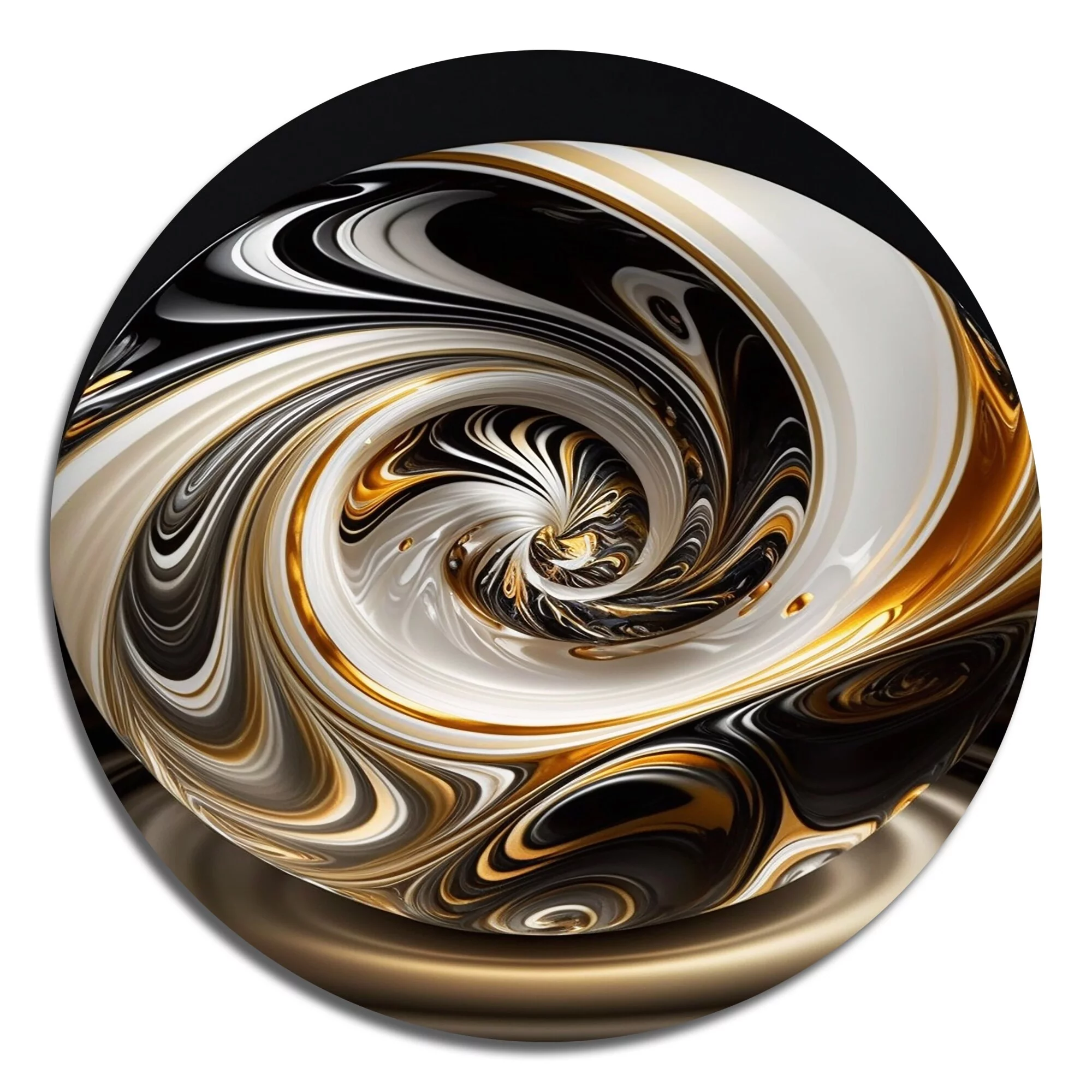 DESIGN ART Designart 'Gold And Black Stained Glass Spiral II' Modern Metal Round Wall Art 36x36 - Disc of 36 Inch