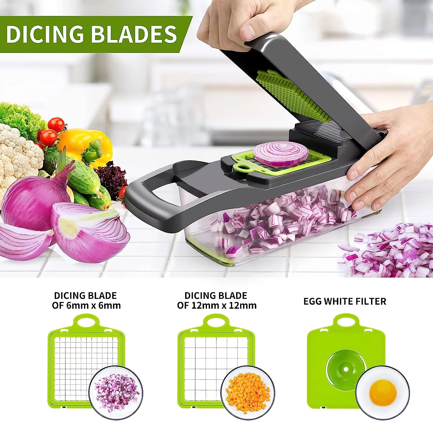 Vegetable Chopper,Multifunctional 17 in 1 Food Chopper,Veggie Chopper with Container,Pro Onion Chopper,Potato Slicer,Kitchen Cutter Slicer Dice