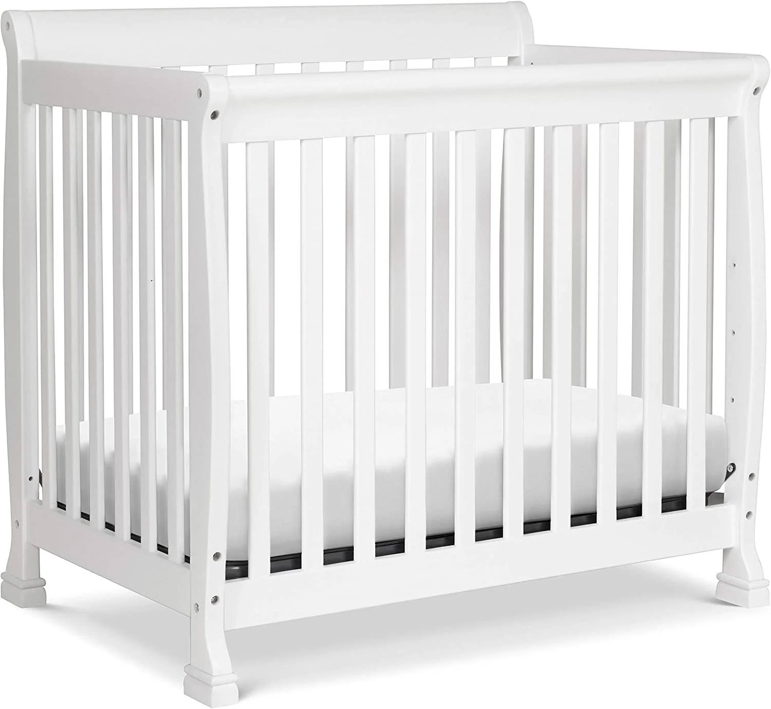 QINBI Kalani 4-in-1 Convertible Mini Crib in White | Greenguard Gold Certified