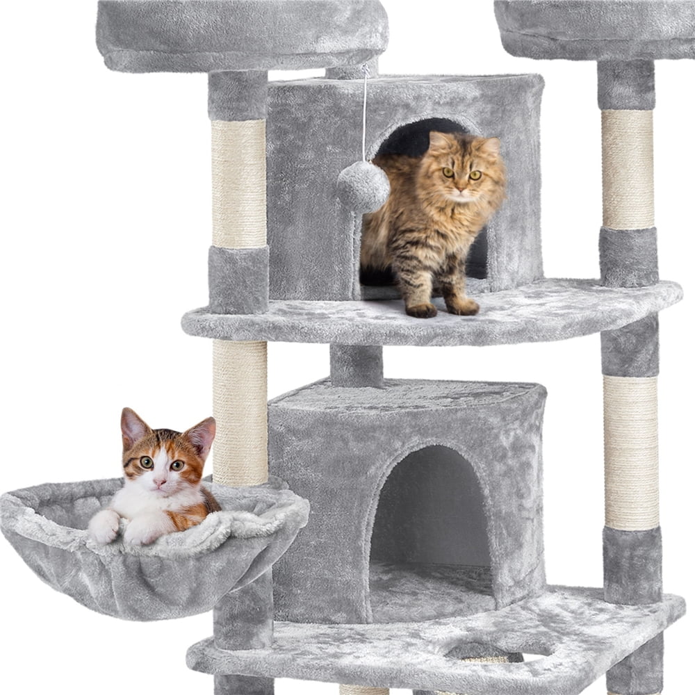Yaheetech 69'' Cat Tree Cat Tower with Caves Condos & Scratching Posts, Light Gray