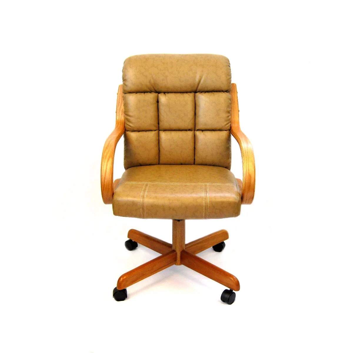 Caster Chair Company  C118 Ashtyn Swivel Tilt Caster Arm Chair in Buff Bonded Leather