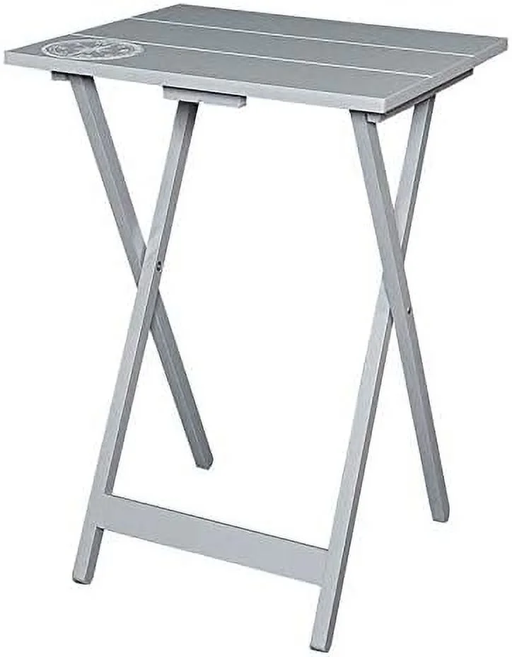 CHGTYS 5 Piece Set Compass Print Wood Folding TV Tray Table Stand in Gray  4 Tray Tables & 1 Stand