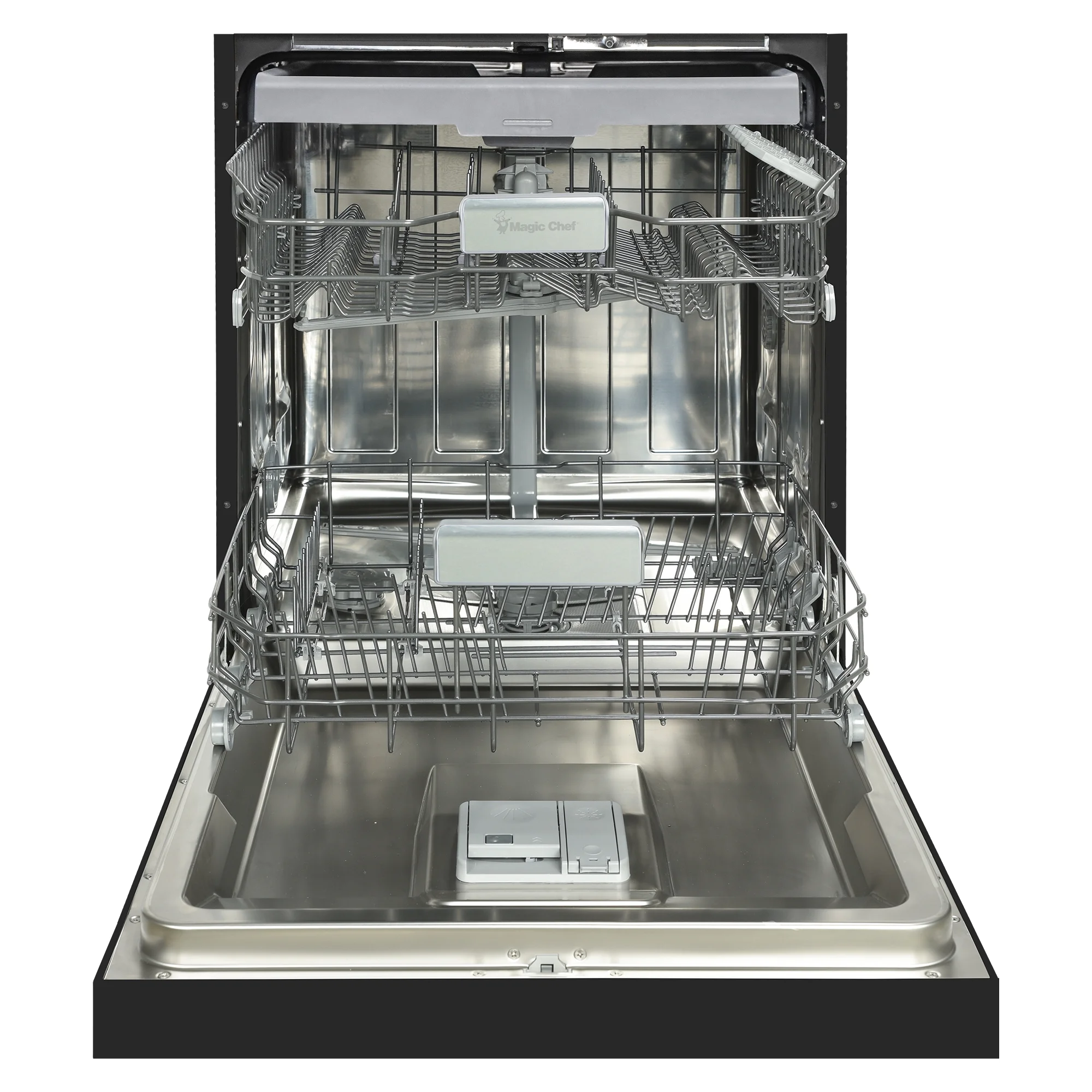 Magic Chef 24 in. Black Front Control Built-in Stainless Steel Tall Tub Dishwasher in Black