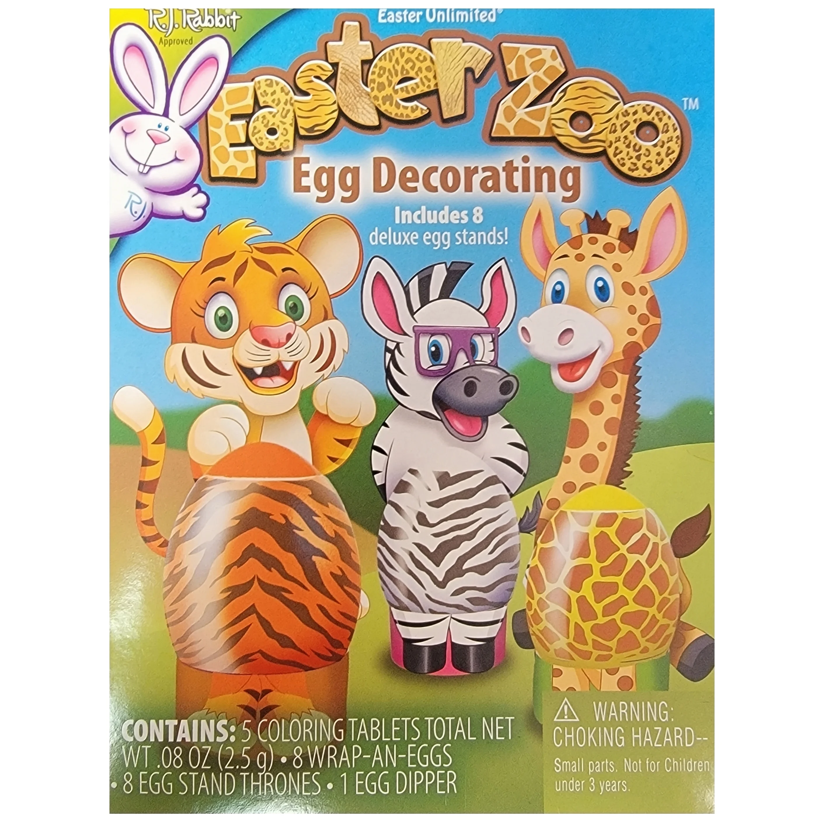 Easter Unlimited Easter Zoo Animals Print w Stands 22pc Egg Decorating Kit
