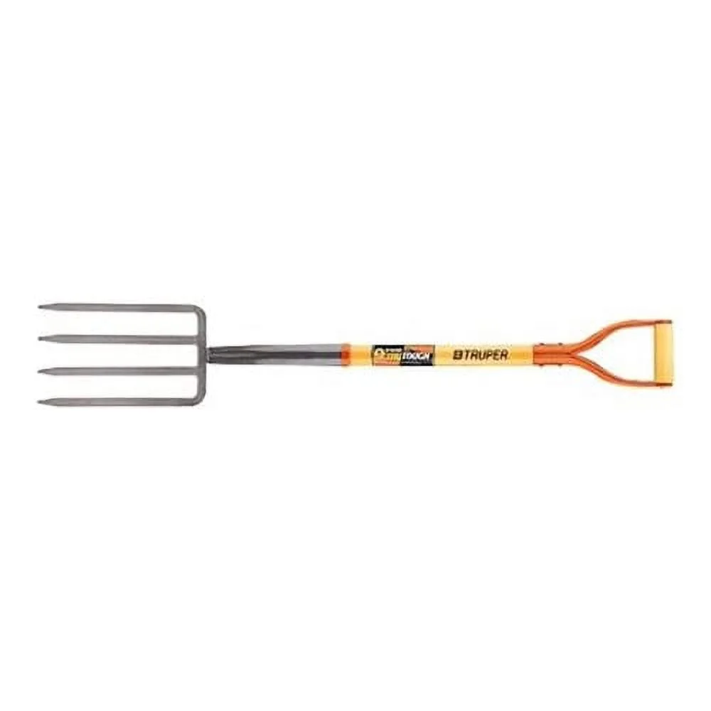 Truper 30293 Spading Fork – 4 Tines, 30 Inch Wood & Steel D-Handle