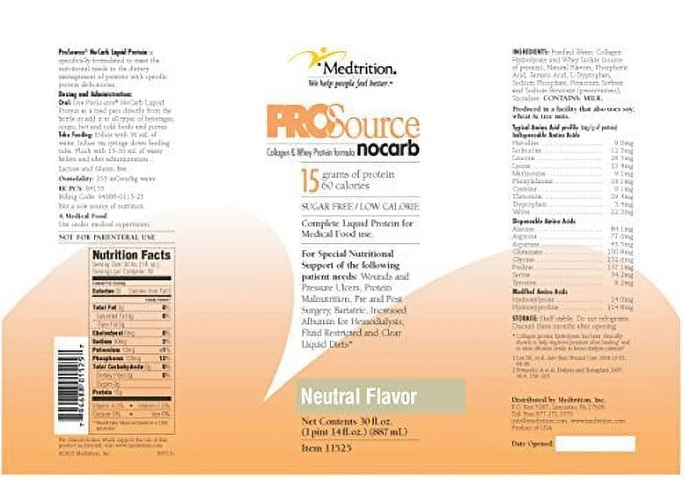 ProSource NoCarb Protein Supplement, Unflavored, 30 ounce Bottle Concentrate, 4 Count