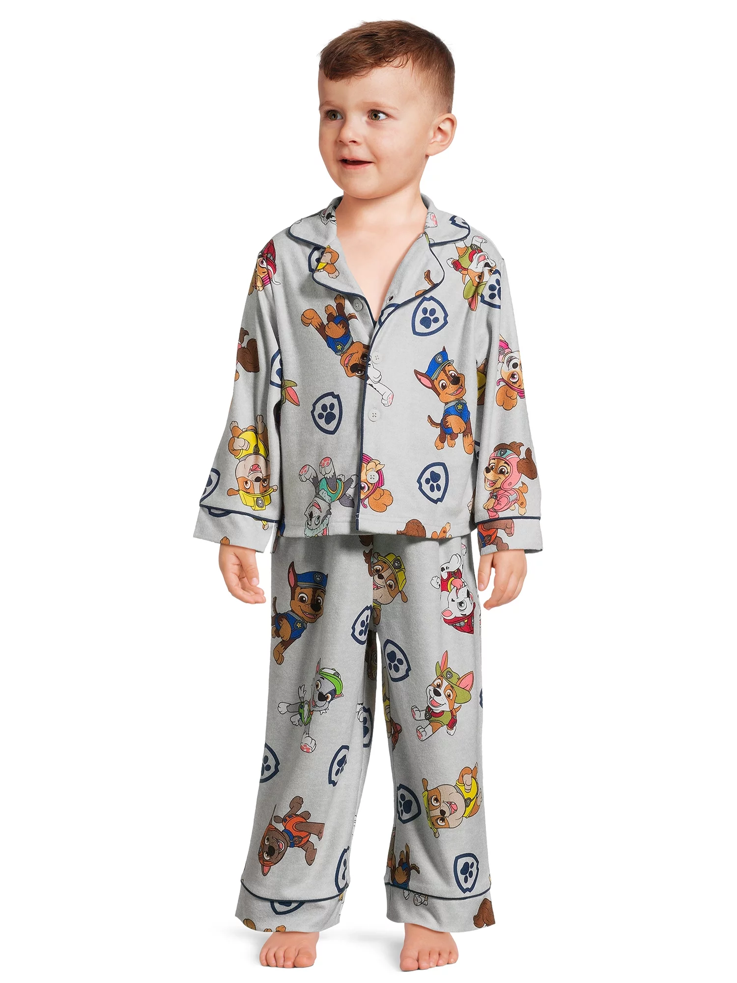 Paw Patrol Toddler Long Sleeve Button Down Top and Bottoms Pajama Set, 2-Piece, Sizes 2T-5T, Exclusively sold at Walmart!
