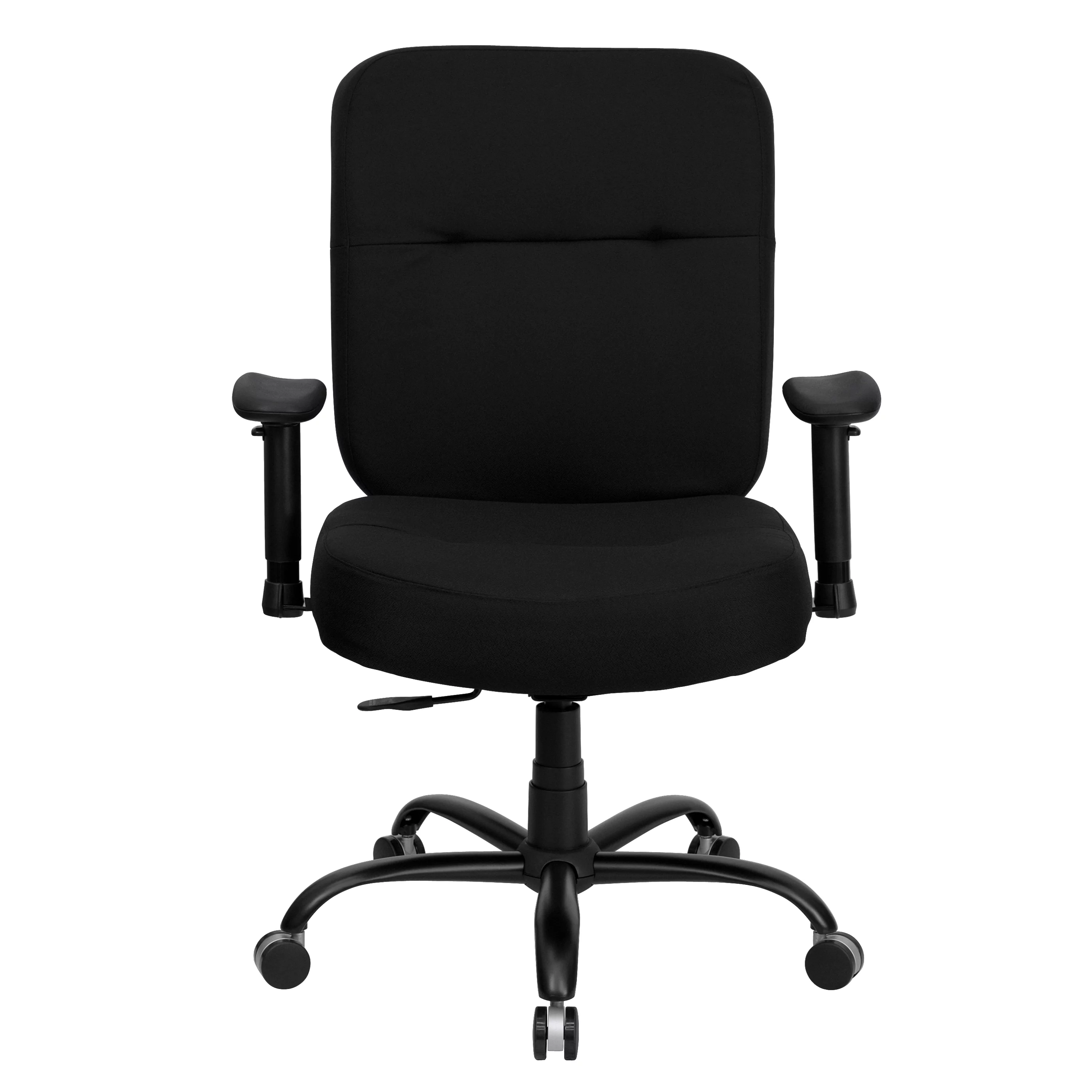 Emma + Oliver 400 lb. Rated High Back Black Fabric Rectangle Back Ergonomic Office Chair-Arms