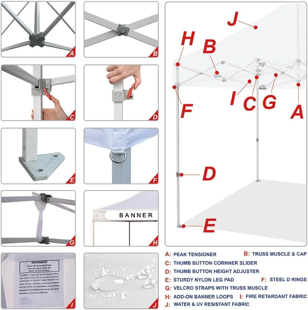USA 8'x8' Ez Pop Up Canopy Tent Commercial Instant Canopies with Heavy Duty Roller Bag,Bonus 4 Sand Weights Bags (Beige)