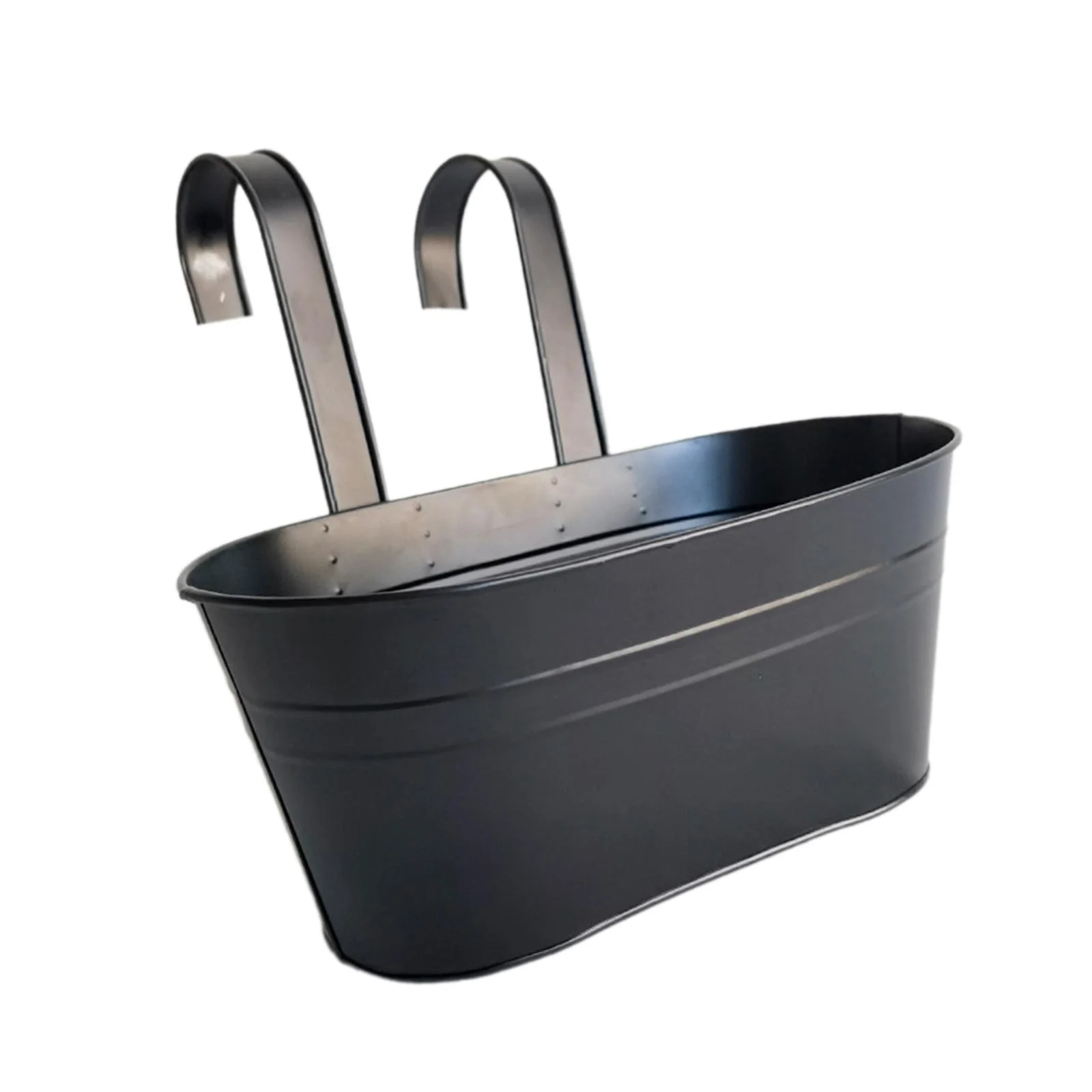 figatia Hanging Flower Pot Iron Bucket Planter Yard Patio Fence Railing Flower Holder Metal Detachable Hooks for Outside Nursery Deck