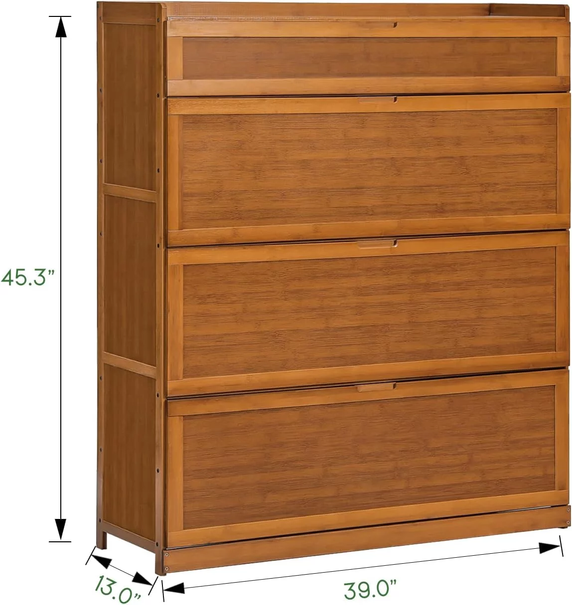 Bamboo 7 Tier Shoe Storage Cabinet With Pull-Down Doors For Heels Sneakers Shoes Rack Organizer For 36-40 Pairs Entryway Hallway Living Room, Brown