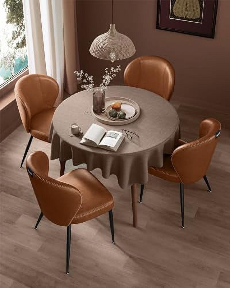 xrboomlife EKHO Collection - Dining Chairs   Upholstered Kitchen Chairs  Comfortable Seat  Synthetic Leather with Stitching  Mid-Century Modern  Easy Assembly  Living Room Lounge  Caramel