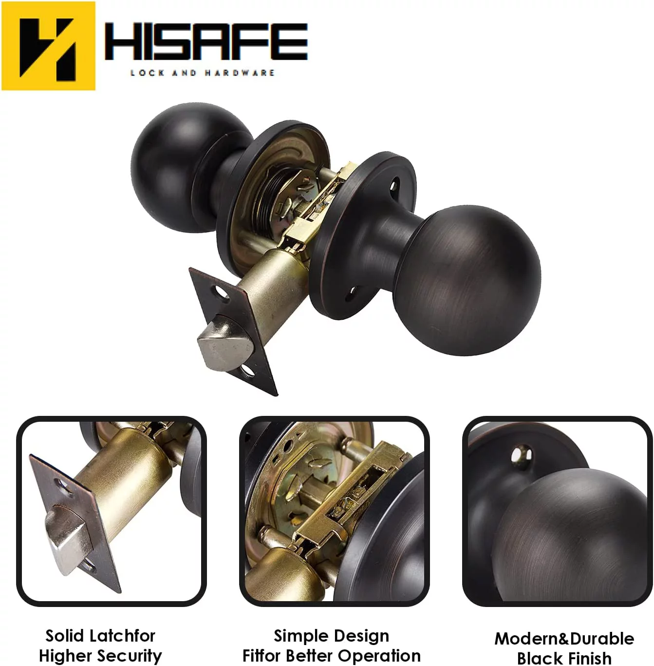 Oil Rubbed Bronze Passage Door Knobs - Ball Style Keyless Round Privacy Door Knob for Closet and Hallway Door, 10 Pack