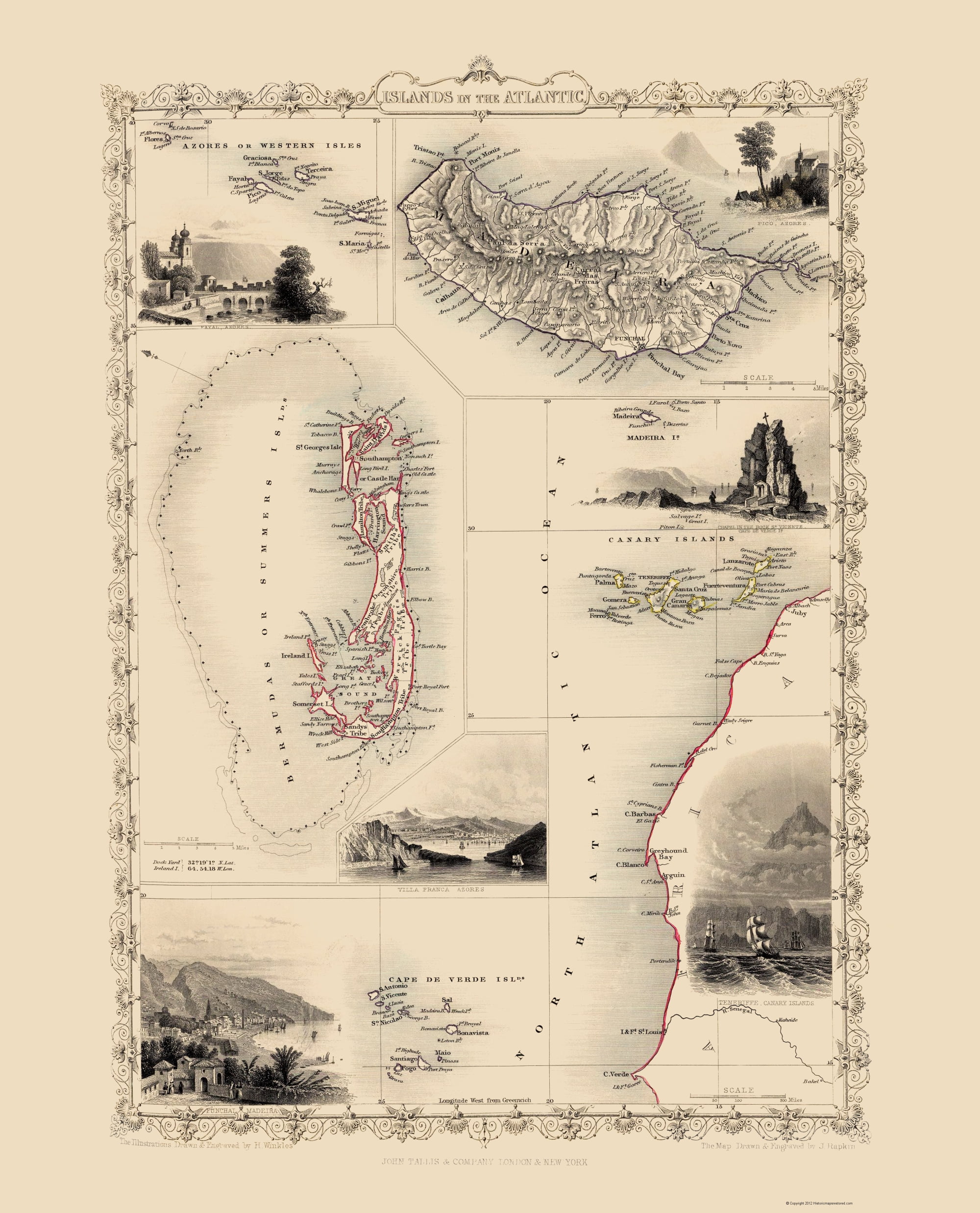 Atlantic Islands - Tallis 1851 - 23.00 x 28.45 - Glossy Satin Paper