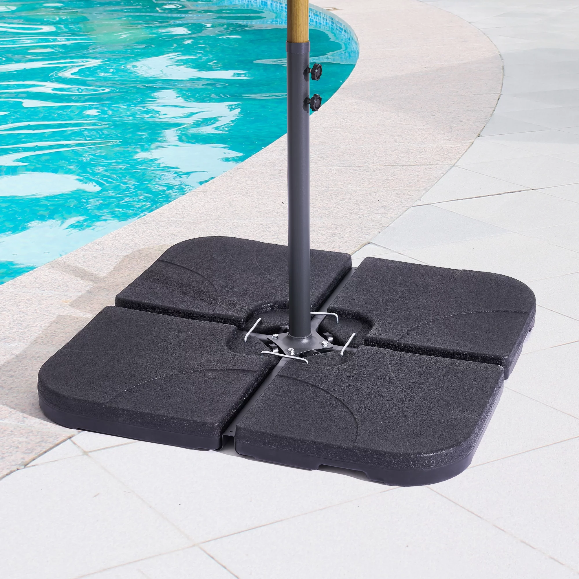 CHYVARY 9-10ft Patio Offset Umbrella Base, 176 Lbs Cantilever Umbrella Stand for Outdoor Umbrella, Black