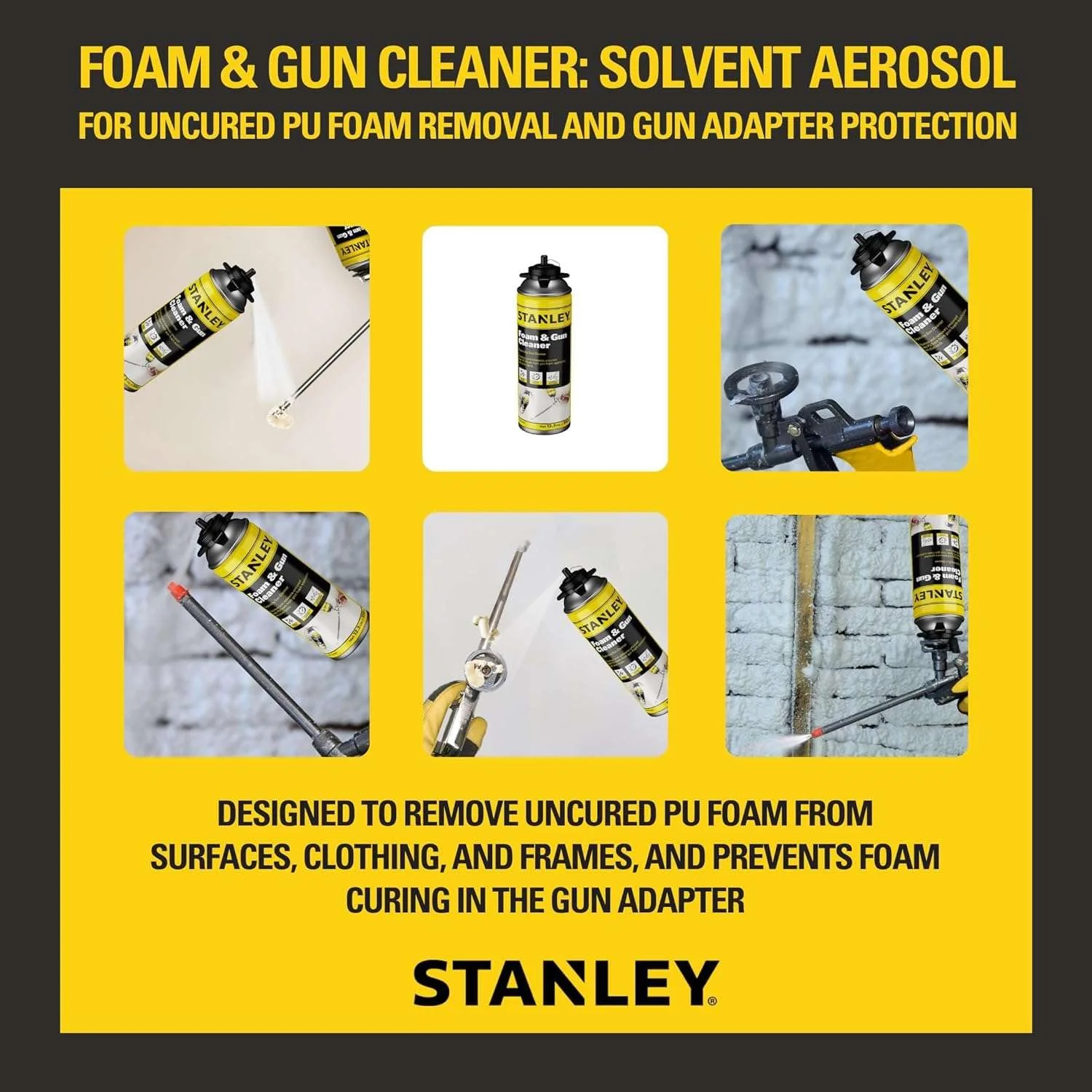 STANLEY Foam Gun Cleaner, Sealant Remover 12.3 oz. - 1 Pack (Gun not included)