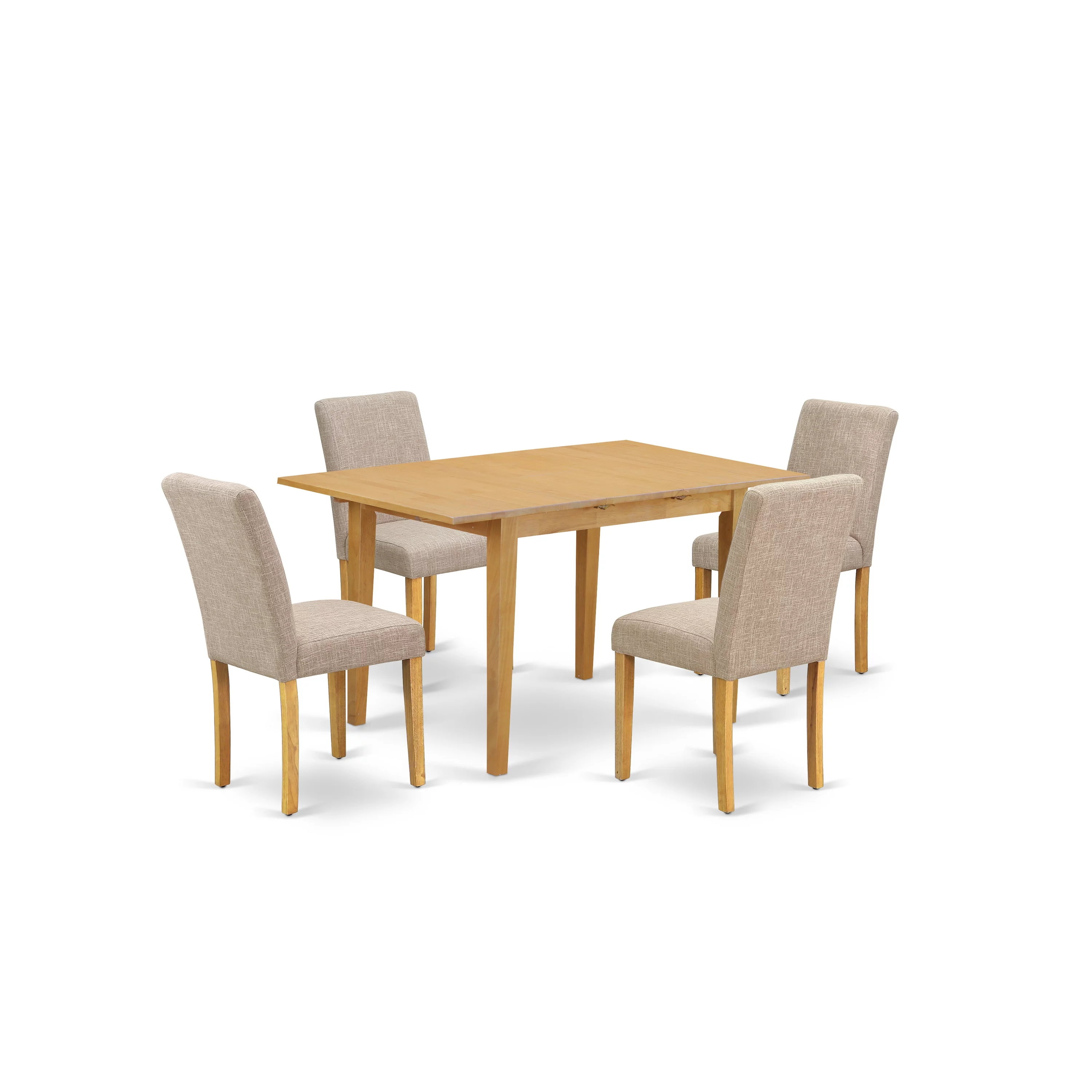 East West Furniture Norfolk 5-piece Wood Dining Set in Oak/Light Fawn