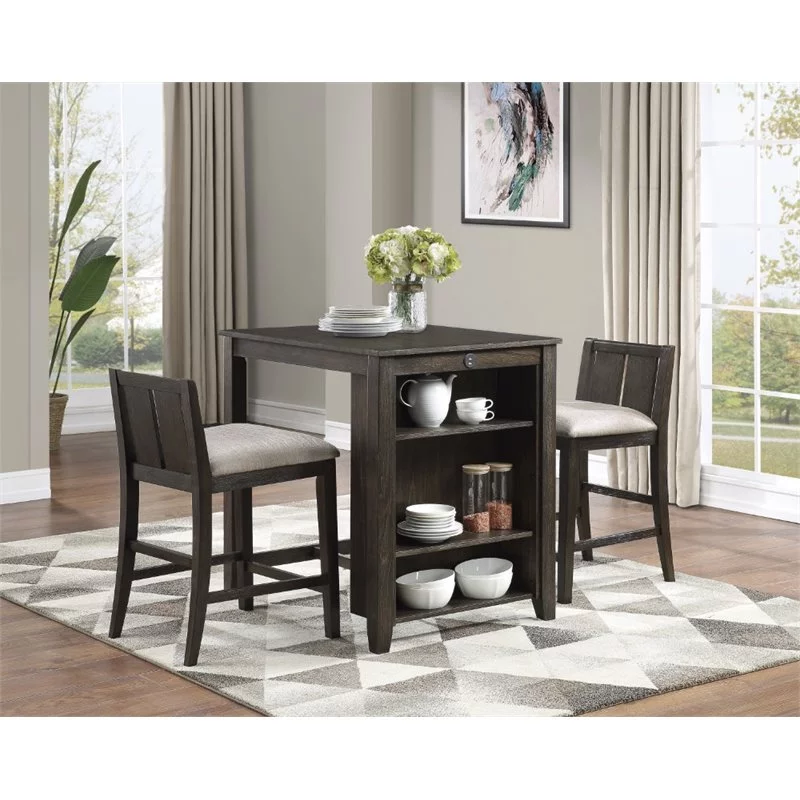 Lexicon Daye 3 Piece Wood Counter Height Dining Set in Dark Cherry