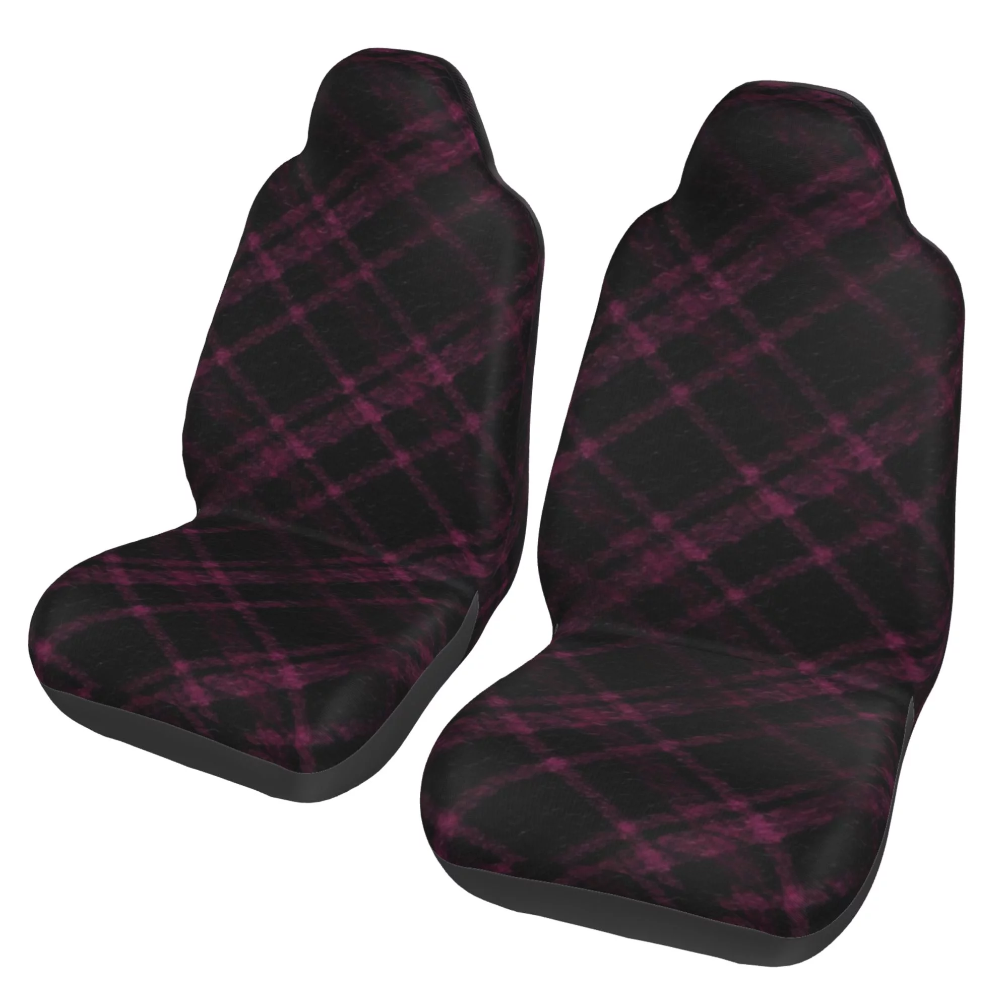 Easy to Install Car Universal Seat Cover, Classic Plaid Four Seasons Universal Front Seat Cover, 2-Piece
