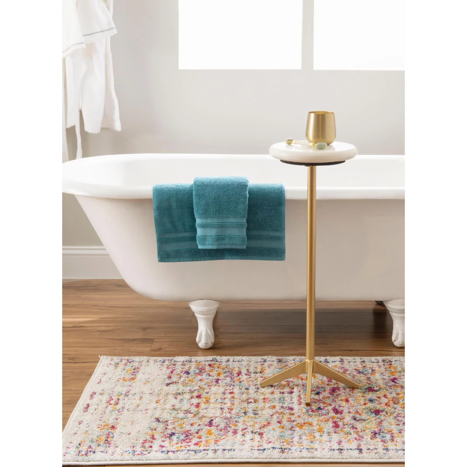 Powell Esmee Round Drink Table - Gold with White Marble Top