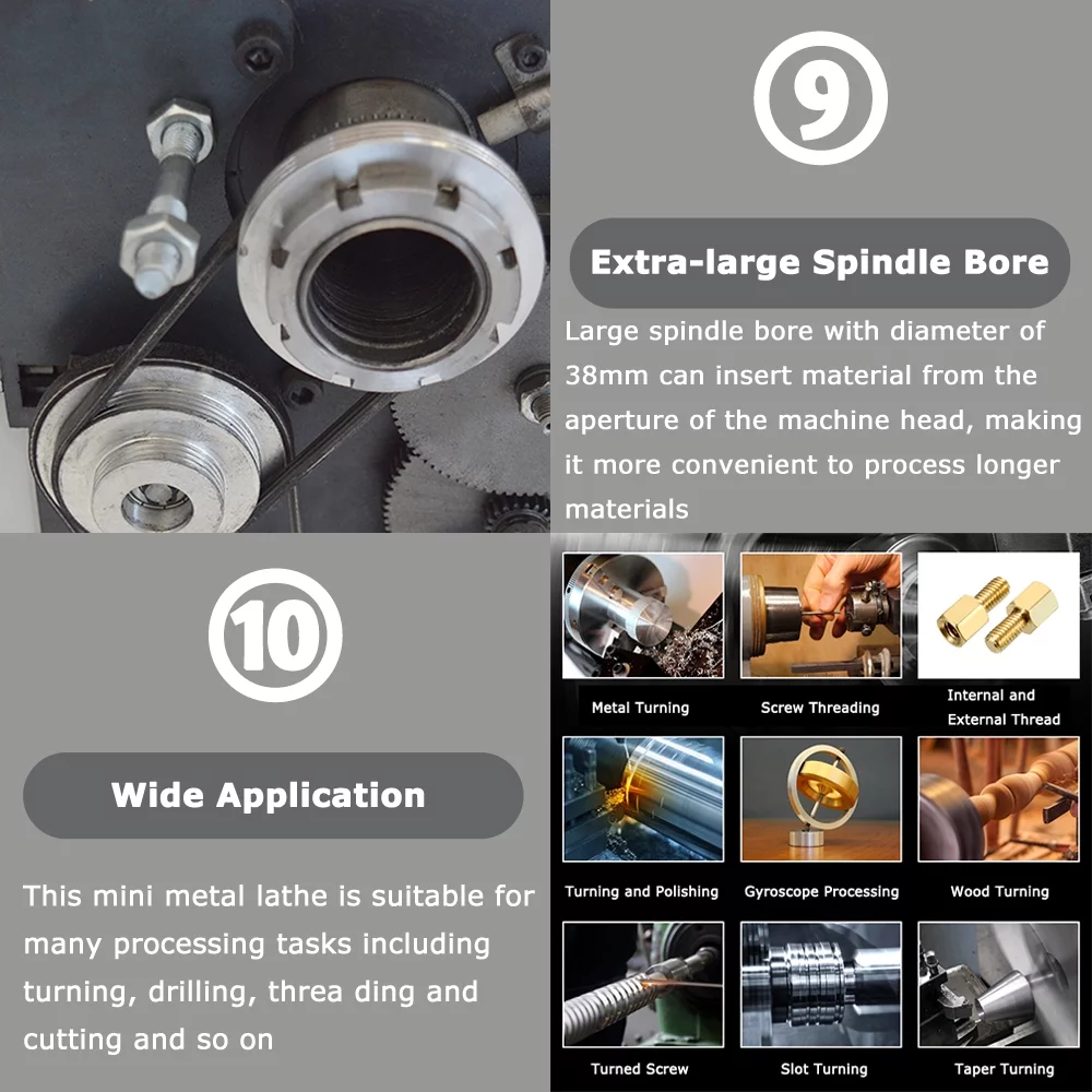 Precision Metal Lathe Mini Inch Thread Bench Turning Machine 7