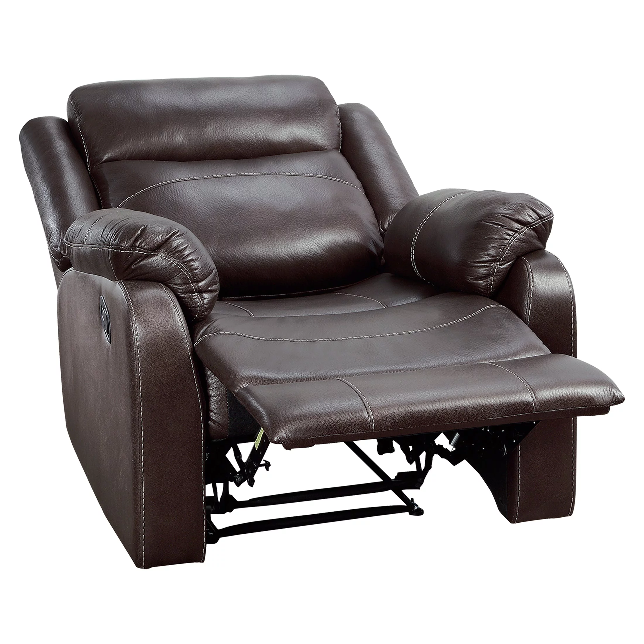 OakvillePark Audubon Polished Microfiber Upholstered Lay Flat Reclining Chair, Dark Brown
