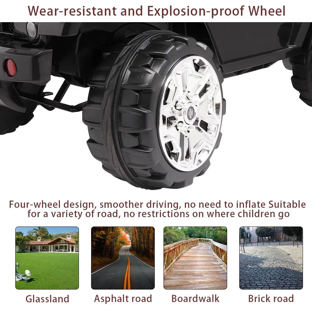 UBesGoo Ride-On Car Electric Car with 12V 7AH Battery Children Car Small Truck Dual Drive and 2.4G Remote Control Black