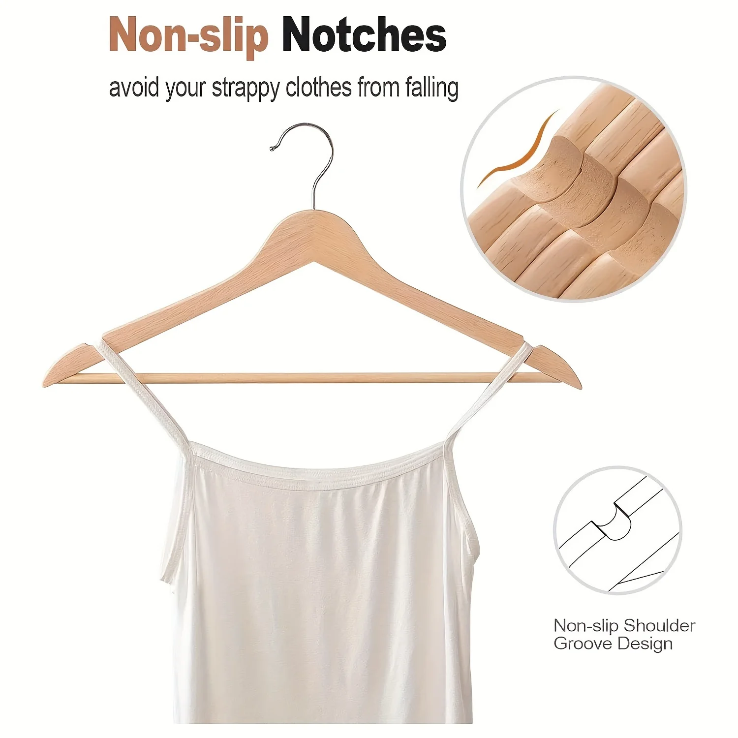 Solid Wooden Hangers 20 Pack, Wood Suit Hangers with Extra Smooth Finish, Precisely Cut Notches and Chrome Swivel Hook, Clothes Hangers for Shirt Coat Jacket Dress, Natural