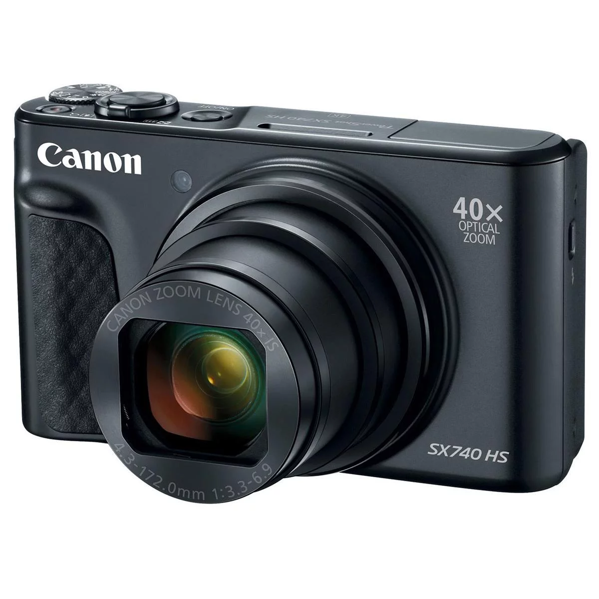 Canon PowerShot SX740 HS Digital Camera (Black) with Deluxe Starter Kit, Pistol Grip Tripod, 64GB Memory Cards - New