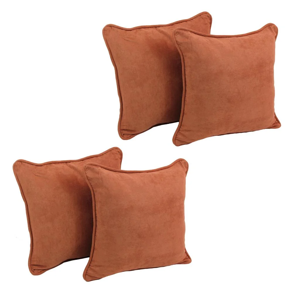 18-inch Double-corded Solid Microsuede Square Throw Pillows with Inserts (Set of 4) 9810-CD-S4-MS-SP