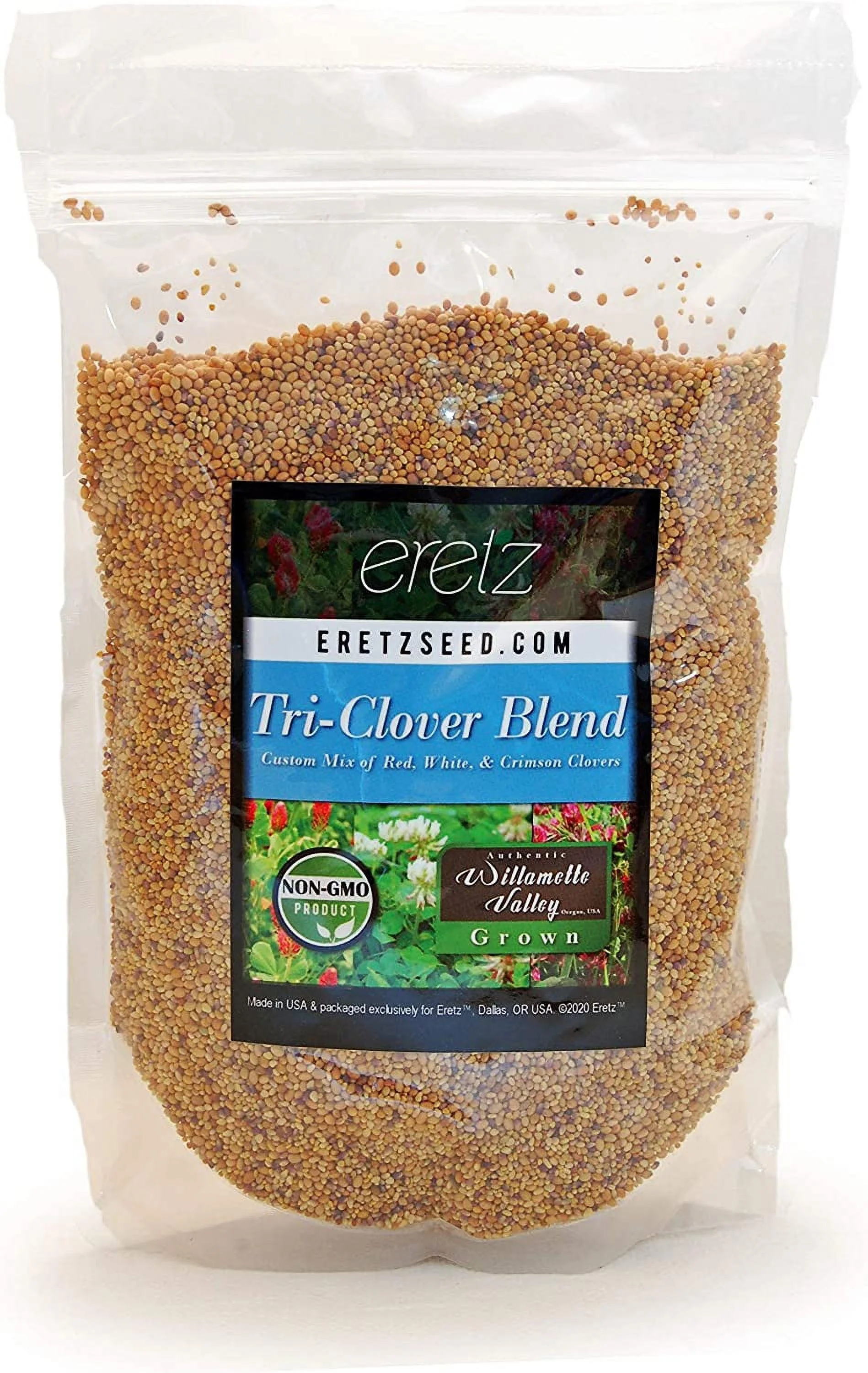 Tri-Clover by Eretz - Three Part Blend of Clovers Providing Beauty, Cover, and Natural Attractant. No Coatings or Fillers, Premium Seeds (1lb)