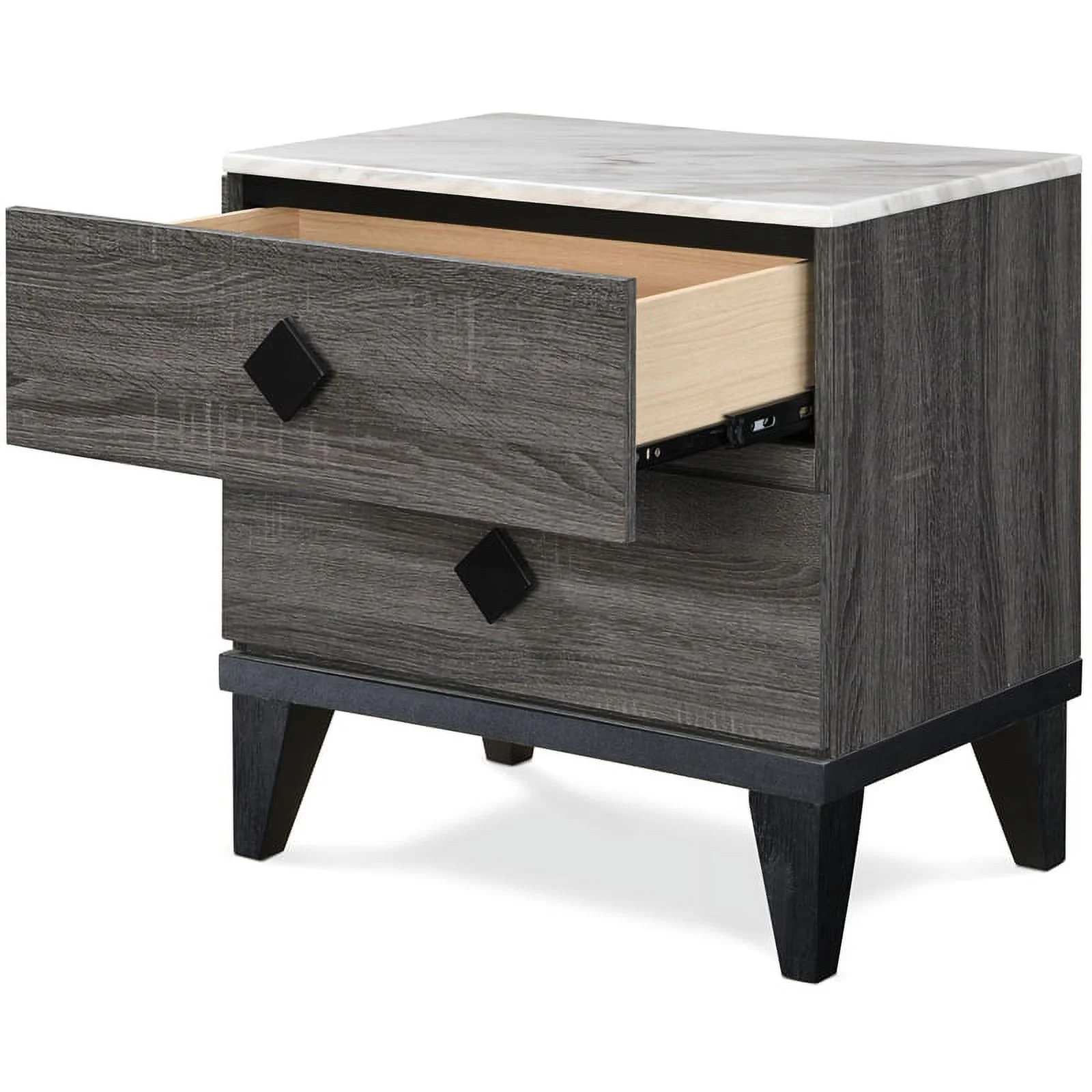 Home Square 2 Drawer Wood Nightstand in Gray Finish - Set of 2