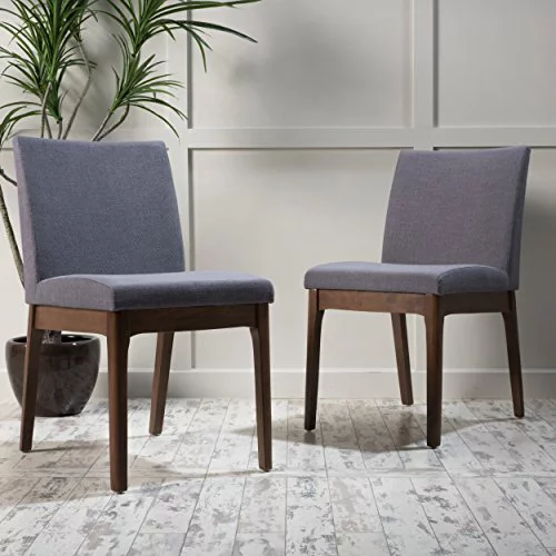 christopher knight home 298987 kwame walnut finish dining chair (set of 2), dark gray