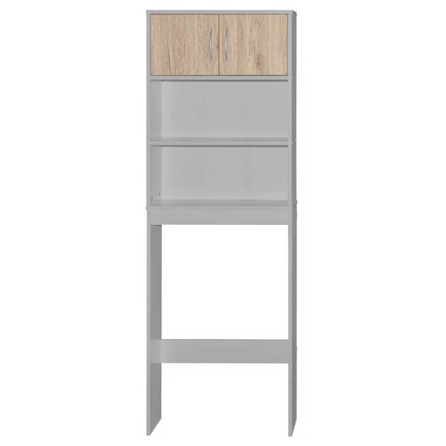 Ace Over-The-Toilet Storage Rack, Light Gray & Natural Oak