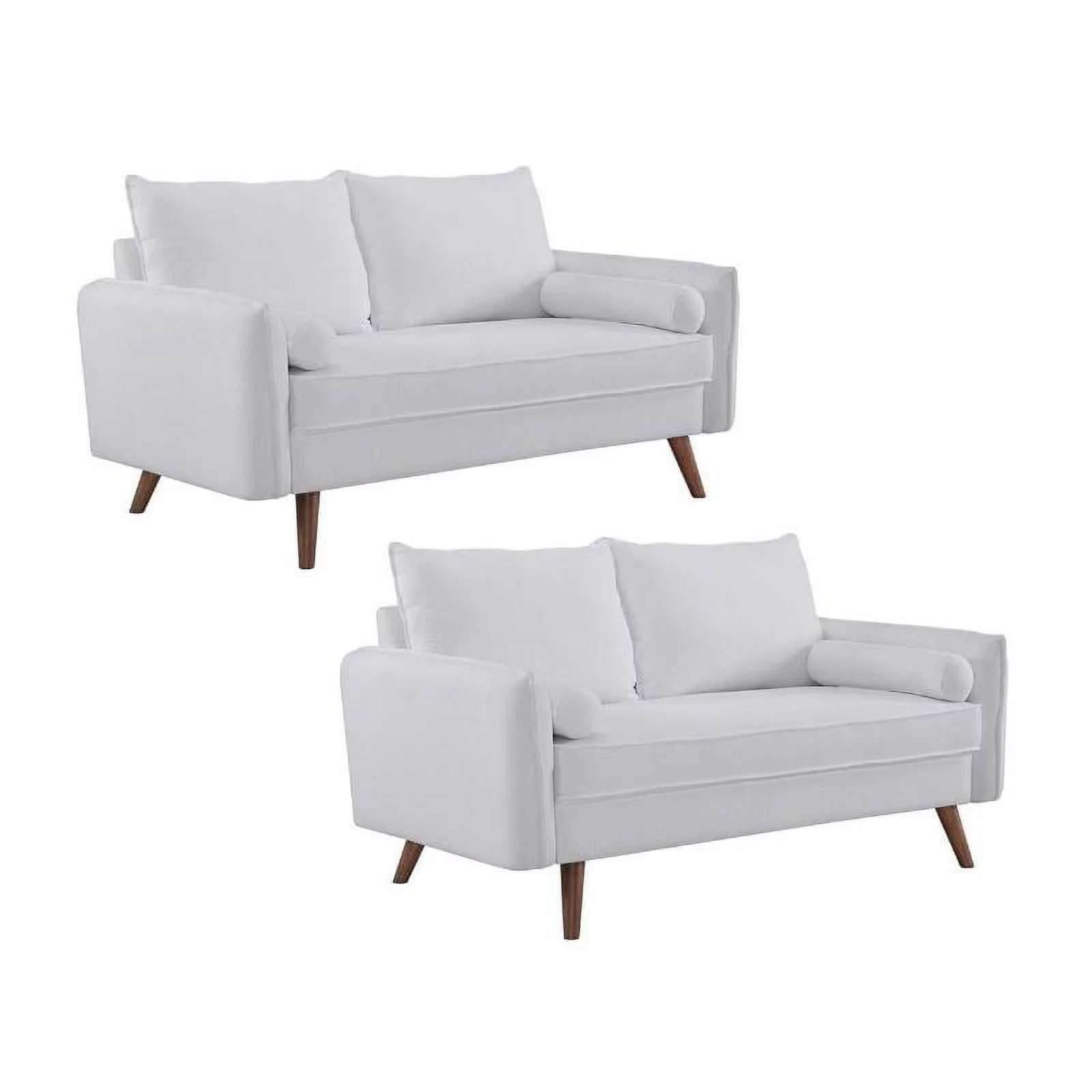 Home Square 2 Piece Contemporary Modern Polyester Loveseat Set in White