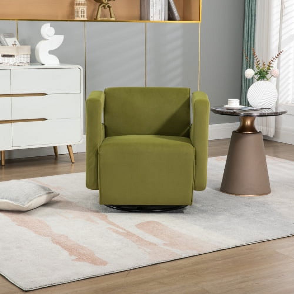 DremFaryoyo House hold  Degree Swivel Upholstered Tufted Living Room Chair Textured velvet Fabric Accent Chair with Metal Stand