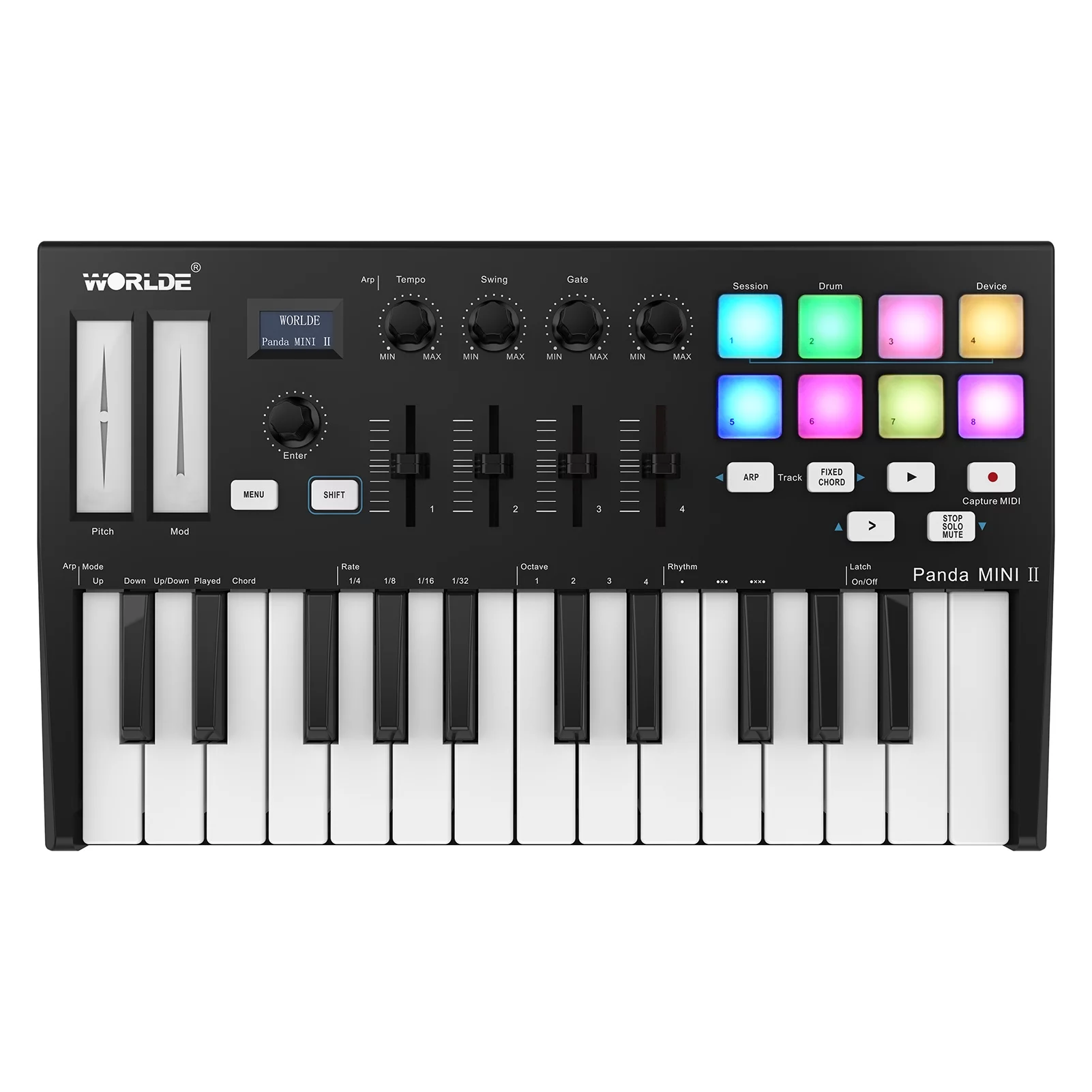 MIDI Controller,With 8 Pads Usb Midi With Pads 4 Knobs 4 Knobs 4 Ii Portable 25-key 8 Pads 4 Sliders Midi Pad 25-key Usb Midi Siuke Rookin Midi Buzhi Panda Usbdi Keyboa With Qiuni Pandani Ii