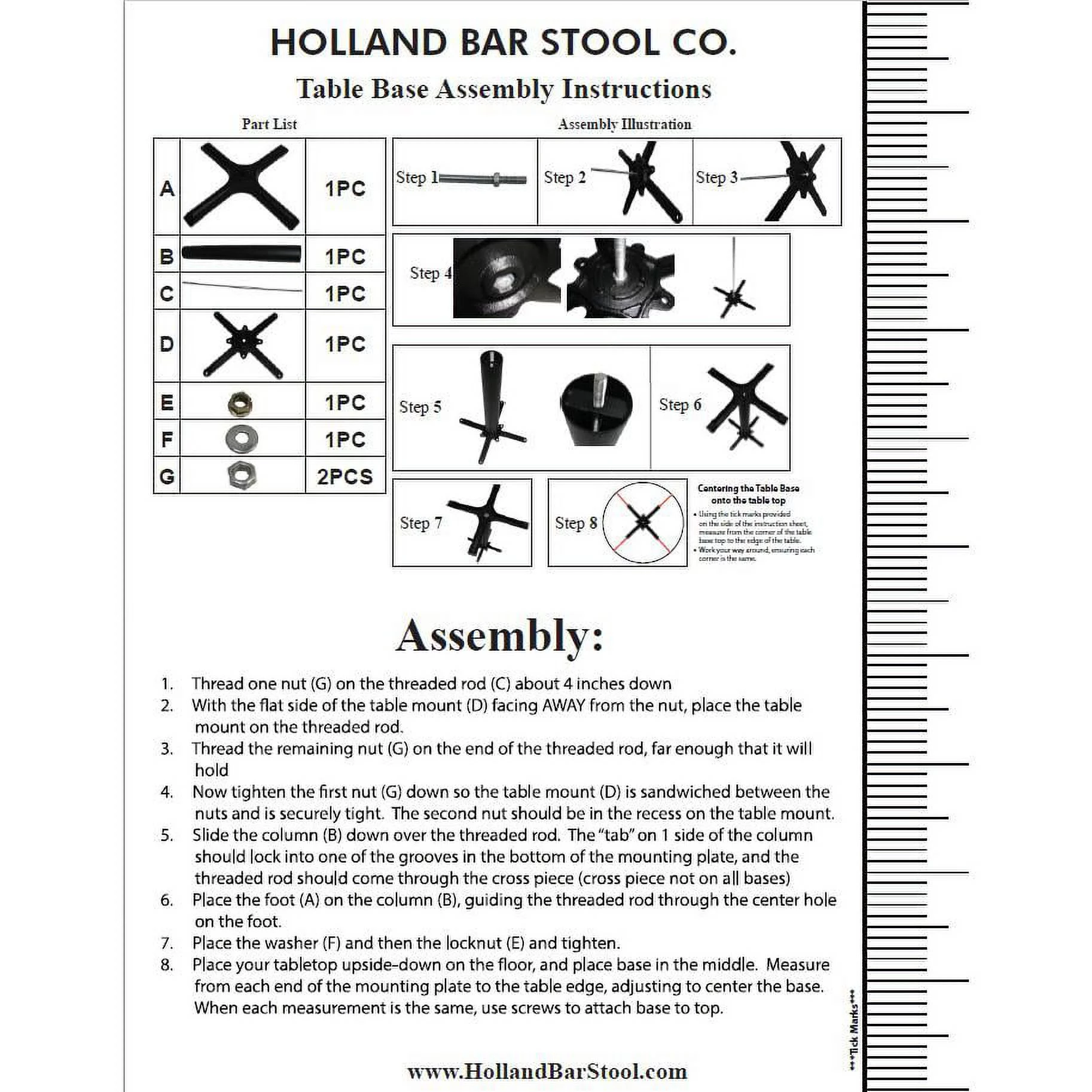 Holland Bar Stool  42 in. Tall Indoor & Outdoor All-Season Table with 32 x 48 in. Black Marble Top