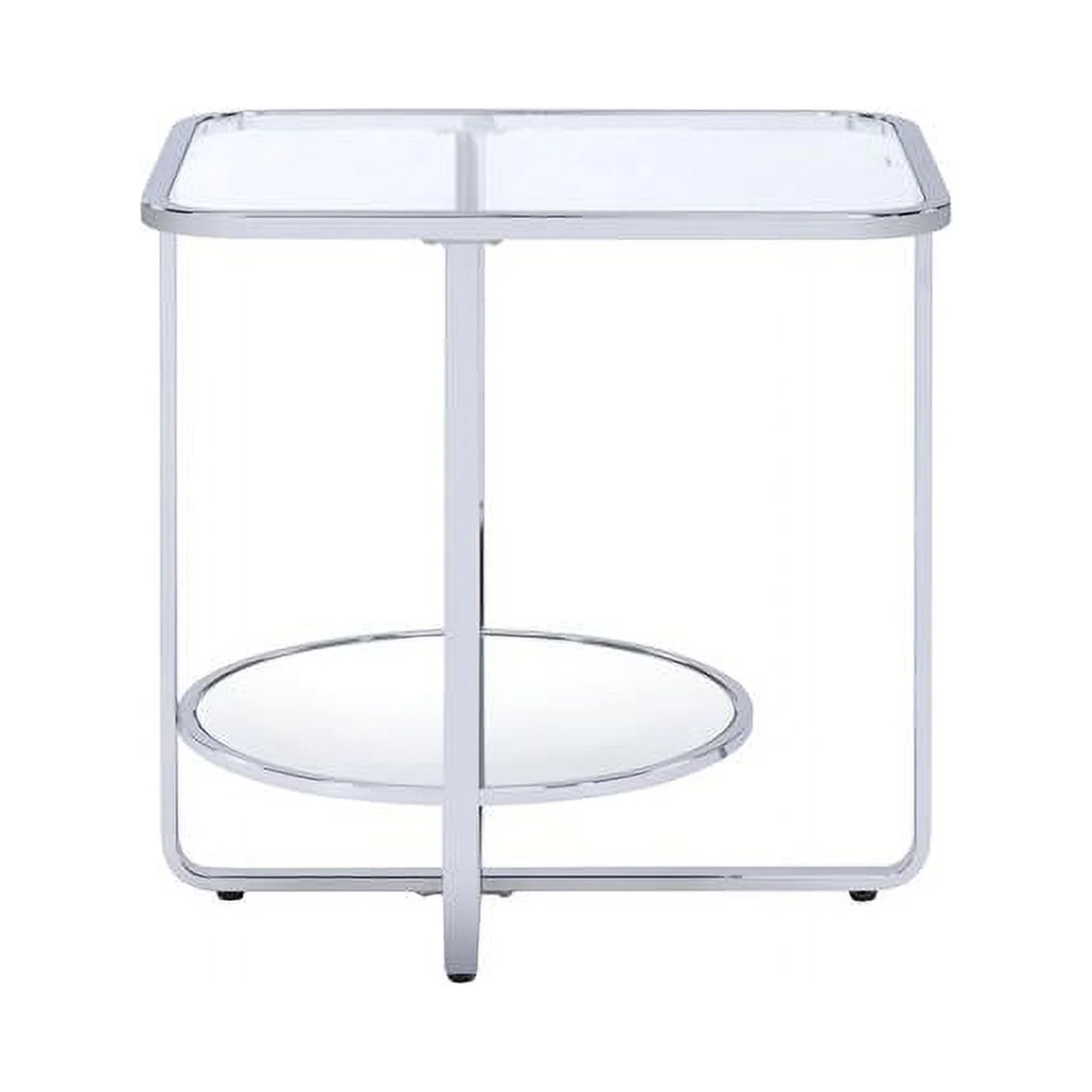 Bowery Hill Modern End Table in Chrome and Glass