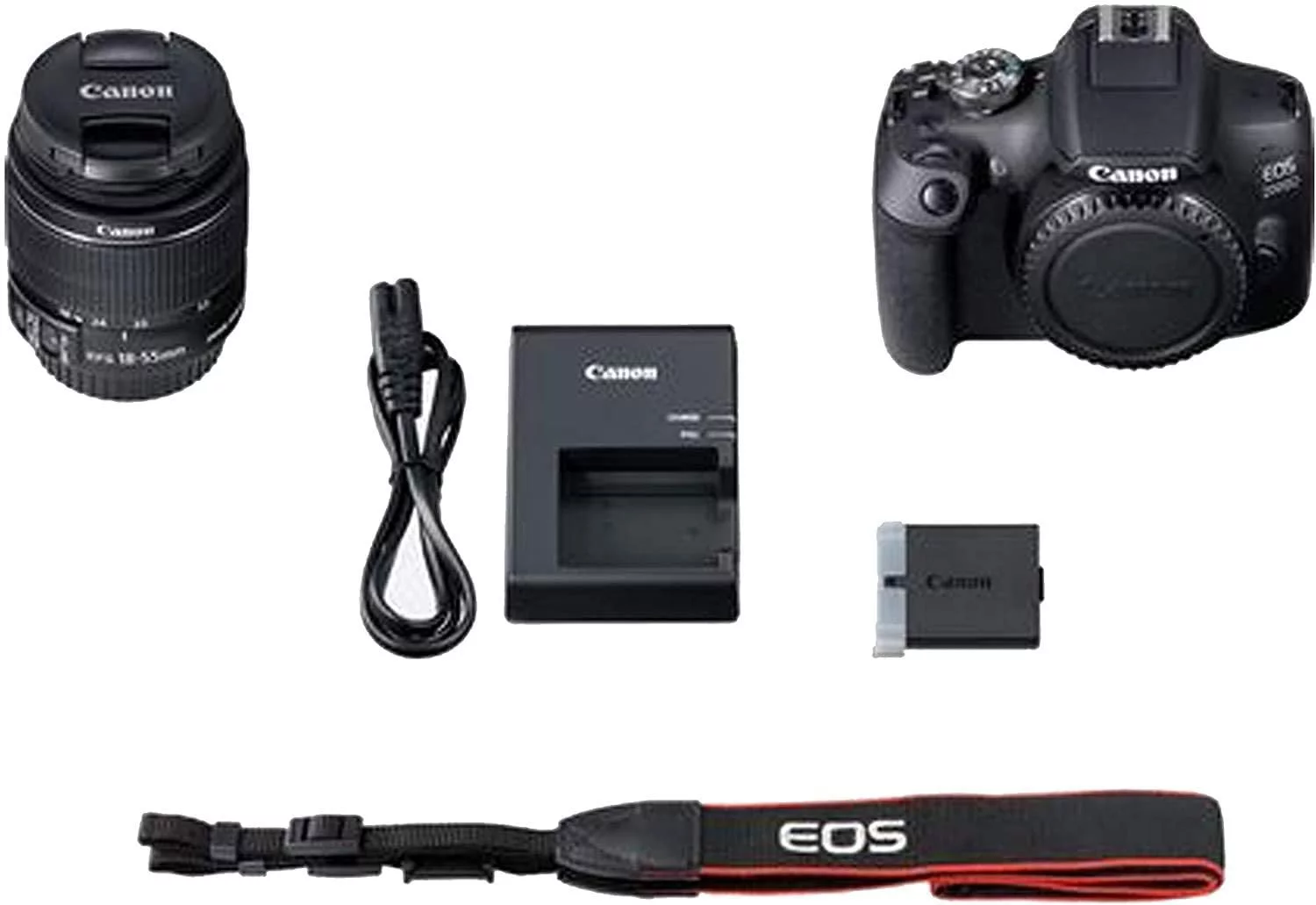 Canon EOS 2000D / Rebel T7 w/Canon EF-S 18-55mm F/3.5-5.6 III Zoom Lens Bundle + 128GB Memory Card & Case & Spare Battery + More